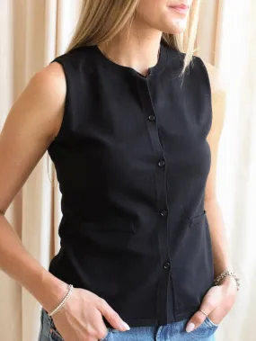 AdjustableClosure Breathable Mesh Back Mel Button Front Knit Vest