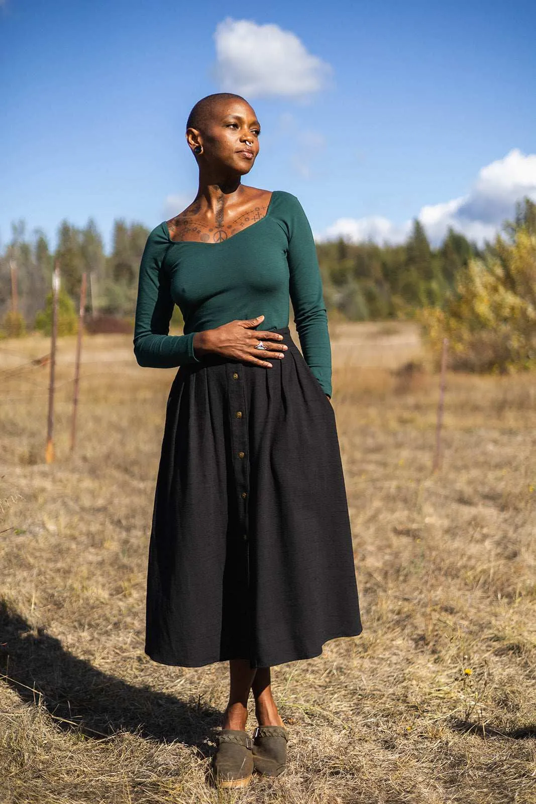 Trices Skirt in Black Linen All Purpose