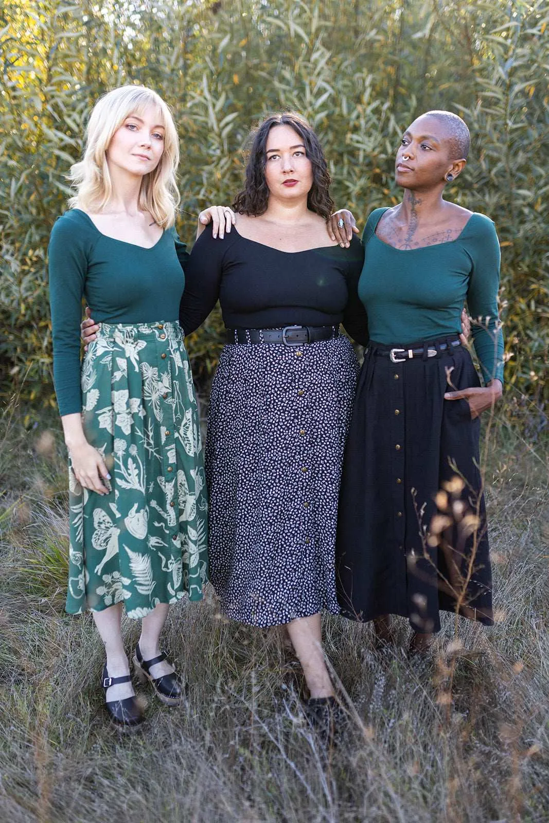 Trices Skirt in Black Linen Plus-size option