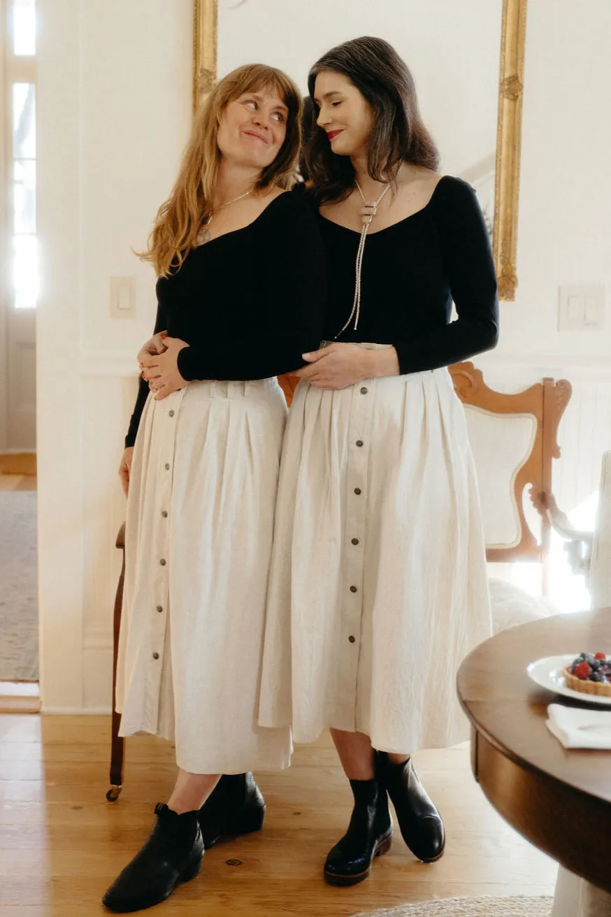 SoftTouchFinish Anti Pilling Fabric Trices Skirt in Oat Cotton Crinkle