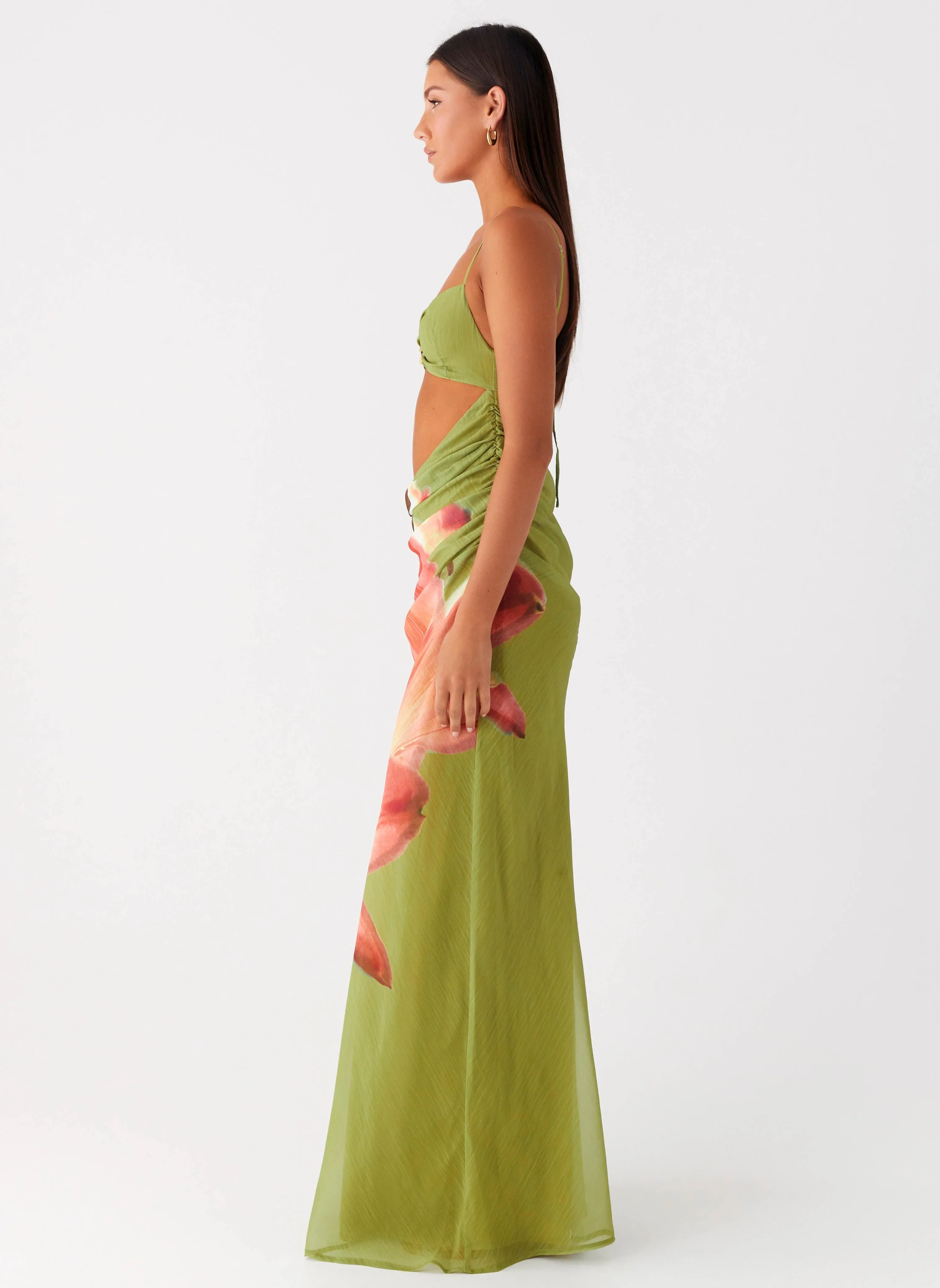 Tropic Rush Cut Out Maxi Dress - Jungle Floral Skin Touch