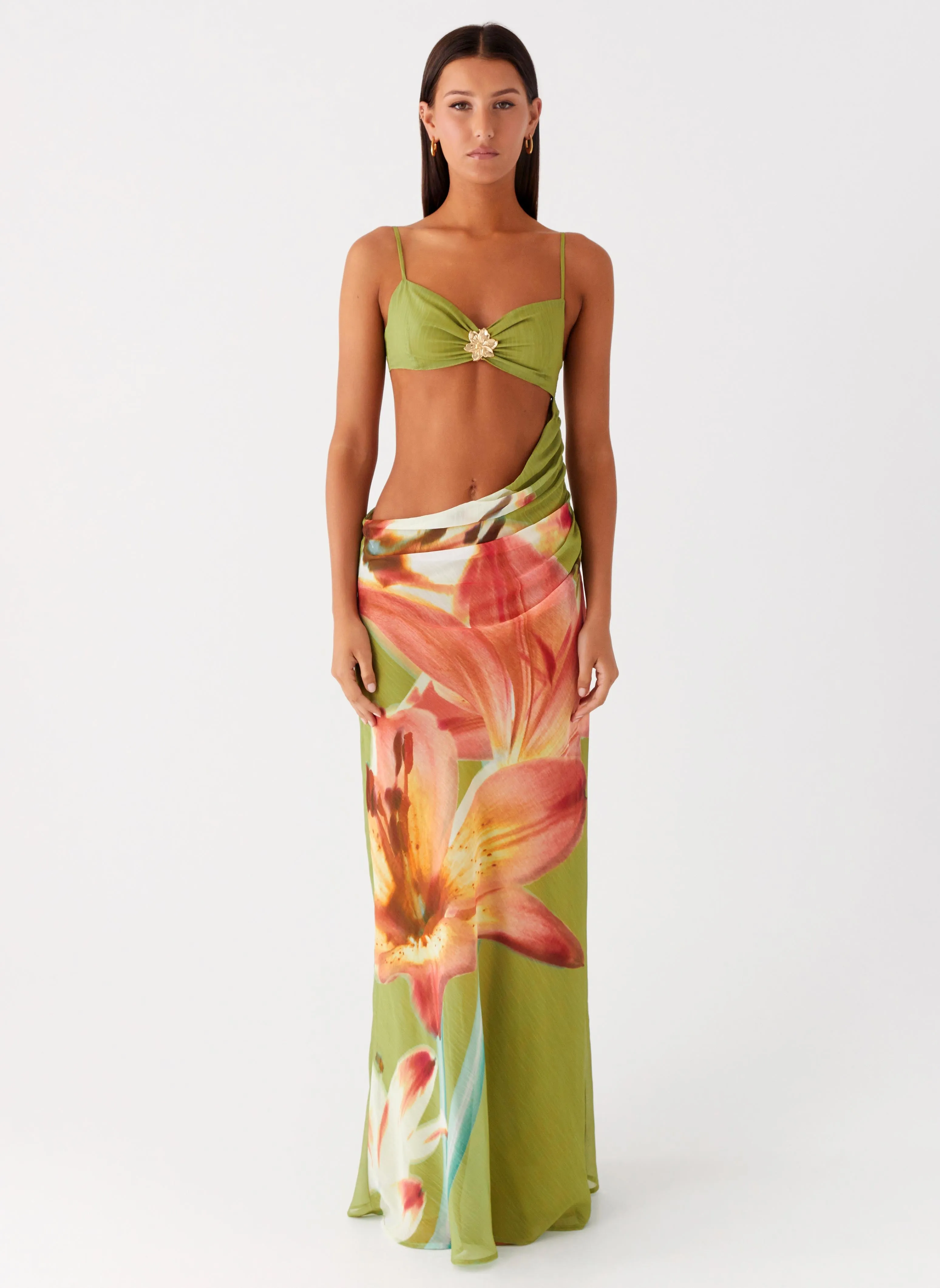 Layer Base Tropic Rush Cut Out Maxi Dress - Jungle Floral