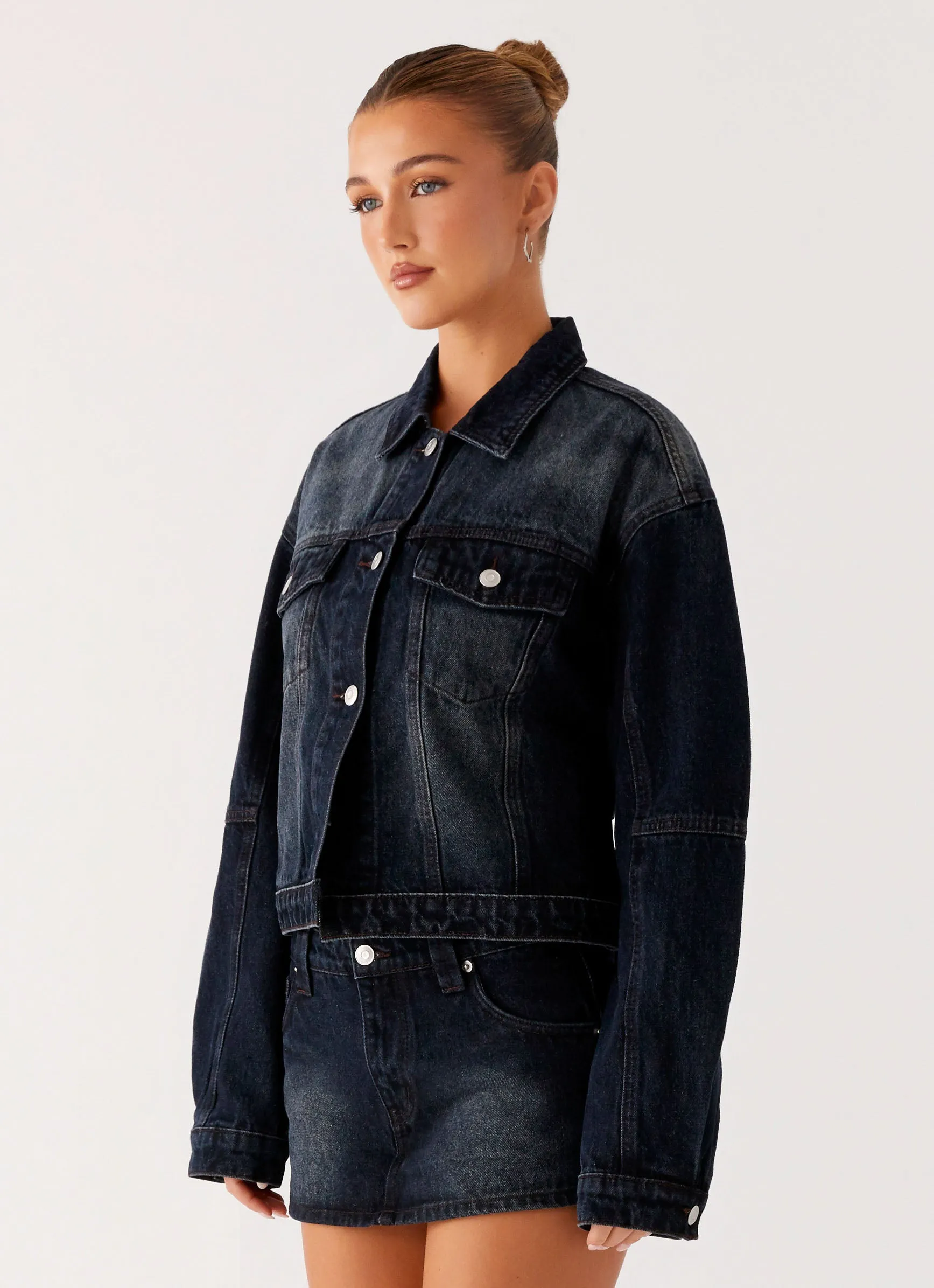 Tropics Denim Jacket - Washed Dark Blue Modern Style teachers