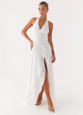 Minimalist fit-and-flare Bridal-Shower Turu Maxi Dress - White