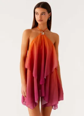 Stylish Mood Noble Glow Twin Flame Mini Dress - Orange Gradient