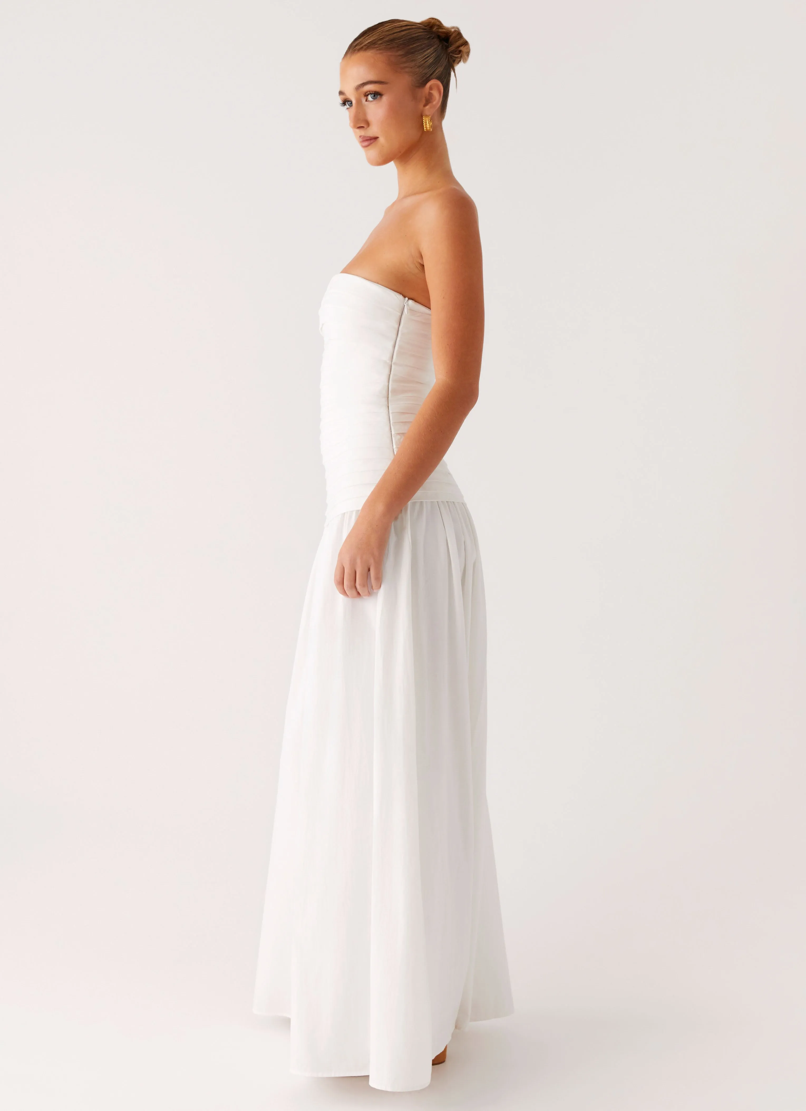 Tyrah Maxi Dress - White Scalloped-Edge