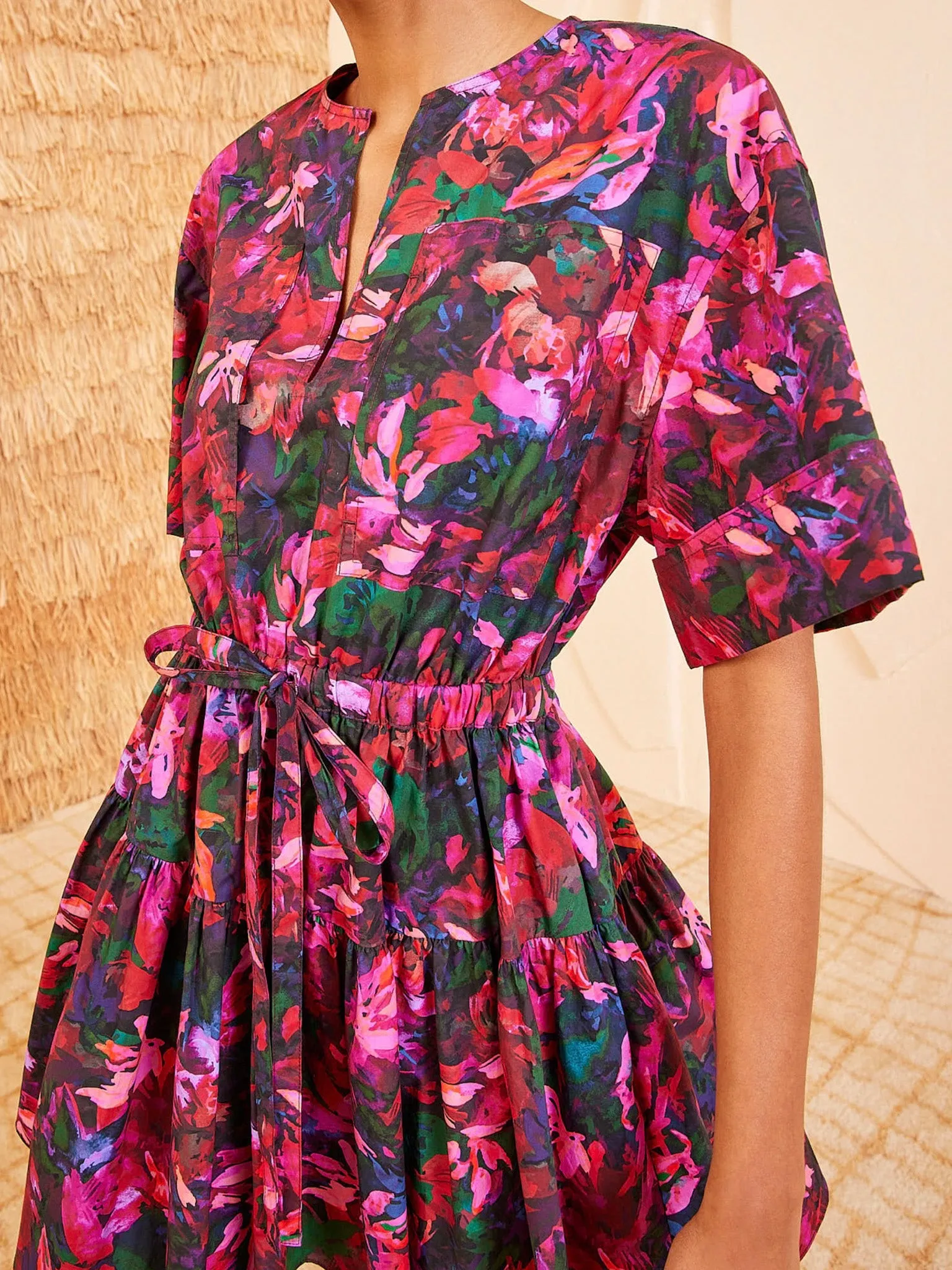 Ulla Johnson Nadira Dress in Hibiscus Saturated Hue