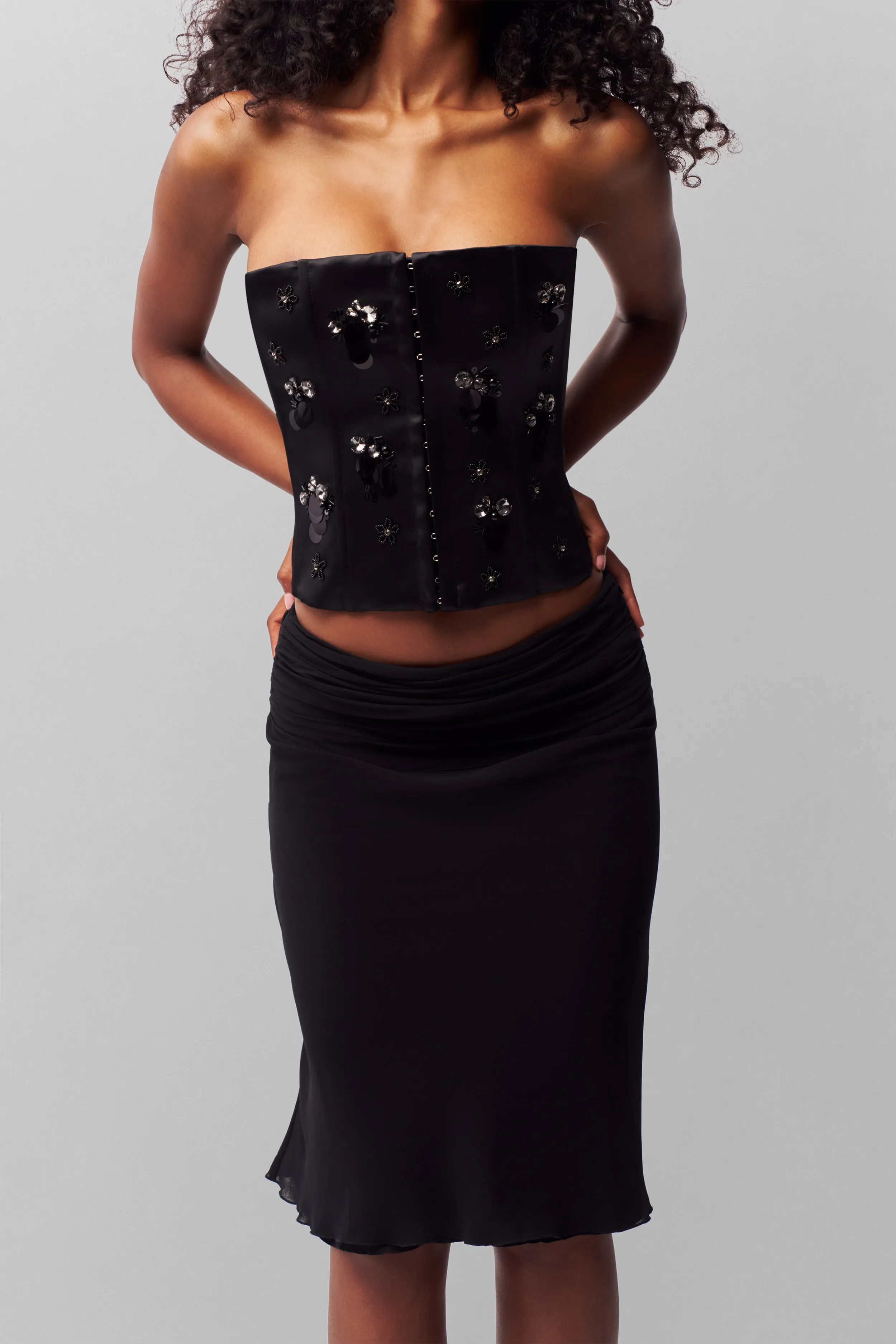 Embellished Satin Corset QuickDrySystem Comfortable Cut