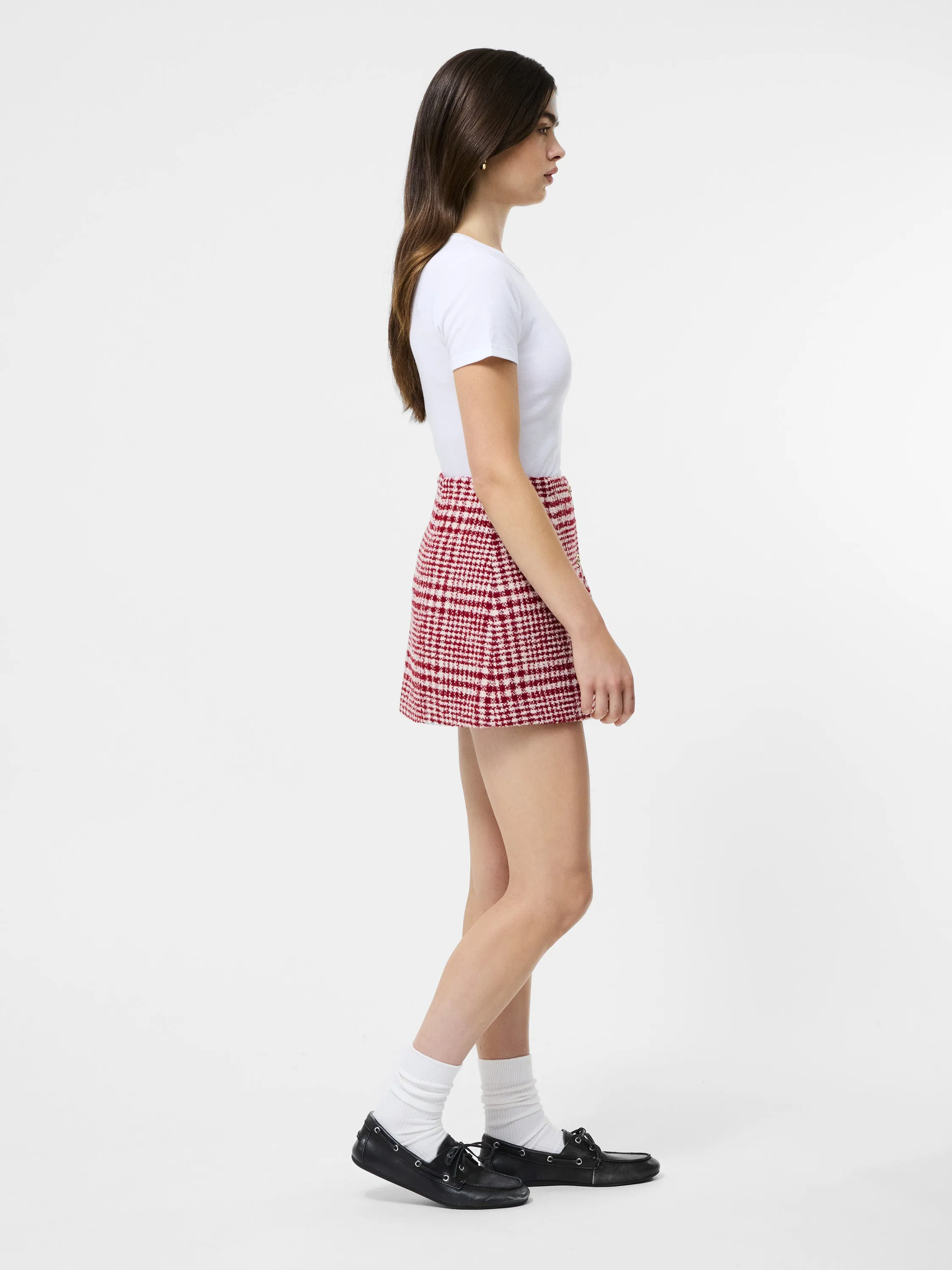 Brushed Houndstooth Mini Skirt Odor Resistant Treatment Stylist Pick