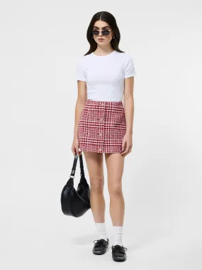 Brushed Houndstooth Mini Skirt High Waist