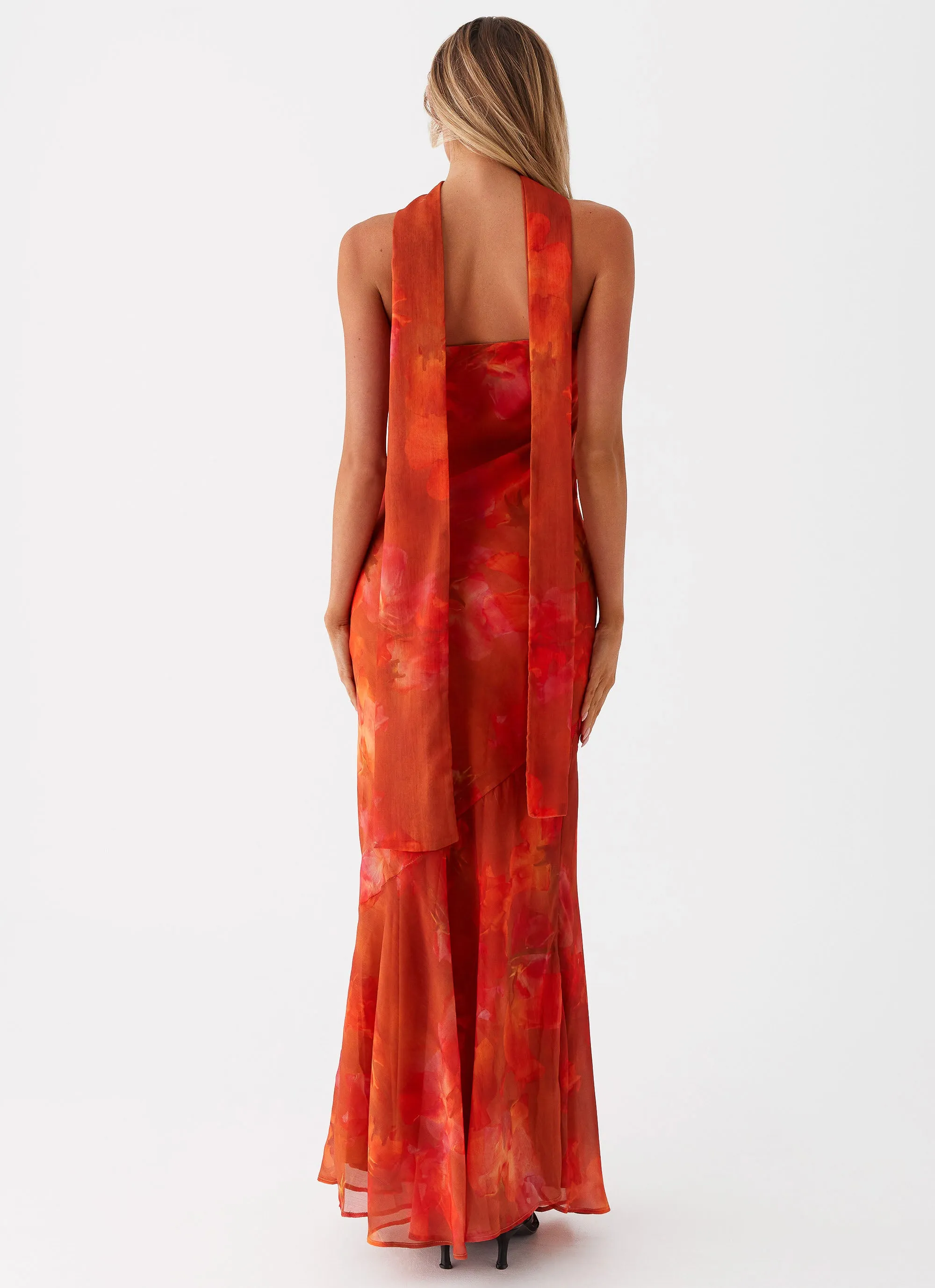 Under The Pagoda Maxi Dress - Amber Gloss Finish knee-length