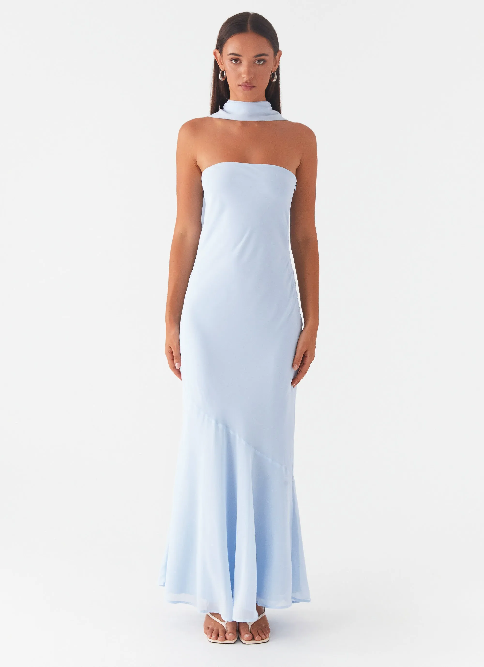 Airy Weave Sheer Light Under The Pagoda Maxi Dress - Blue