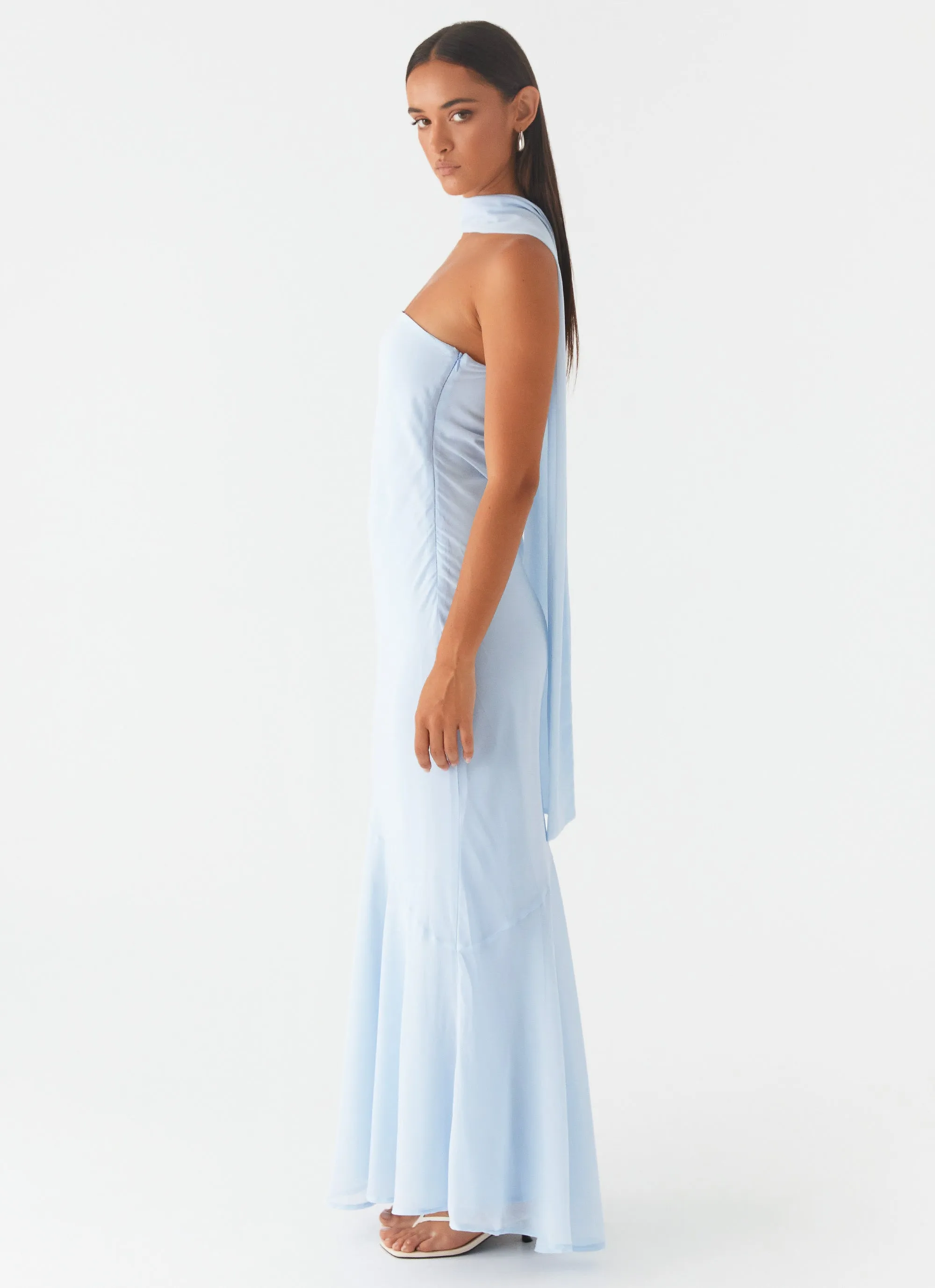 Timeless Edge Modern Design Under The Pagoda Maxi Dress - Blue
