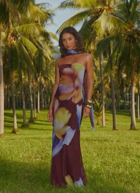 Mood Casual Work Friendly Under The Pagoda Maxi Dress - Dark Floral