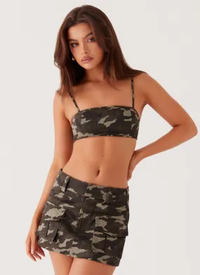Underground Lust Low Rise Mini Skirt - Camo Water Resistant