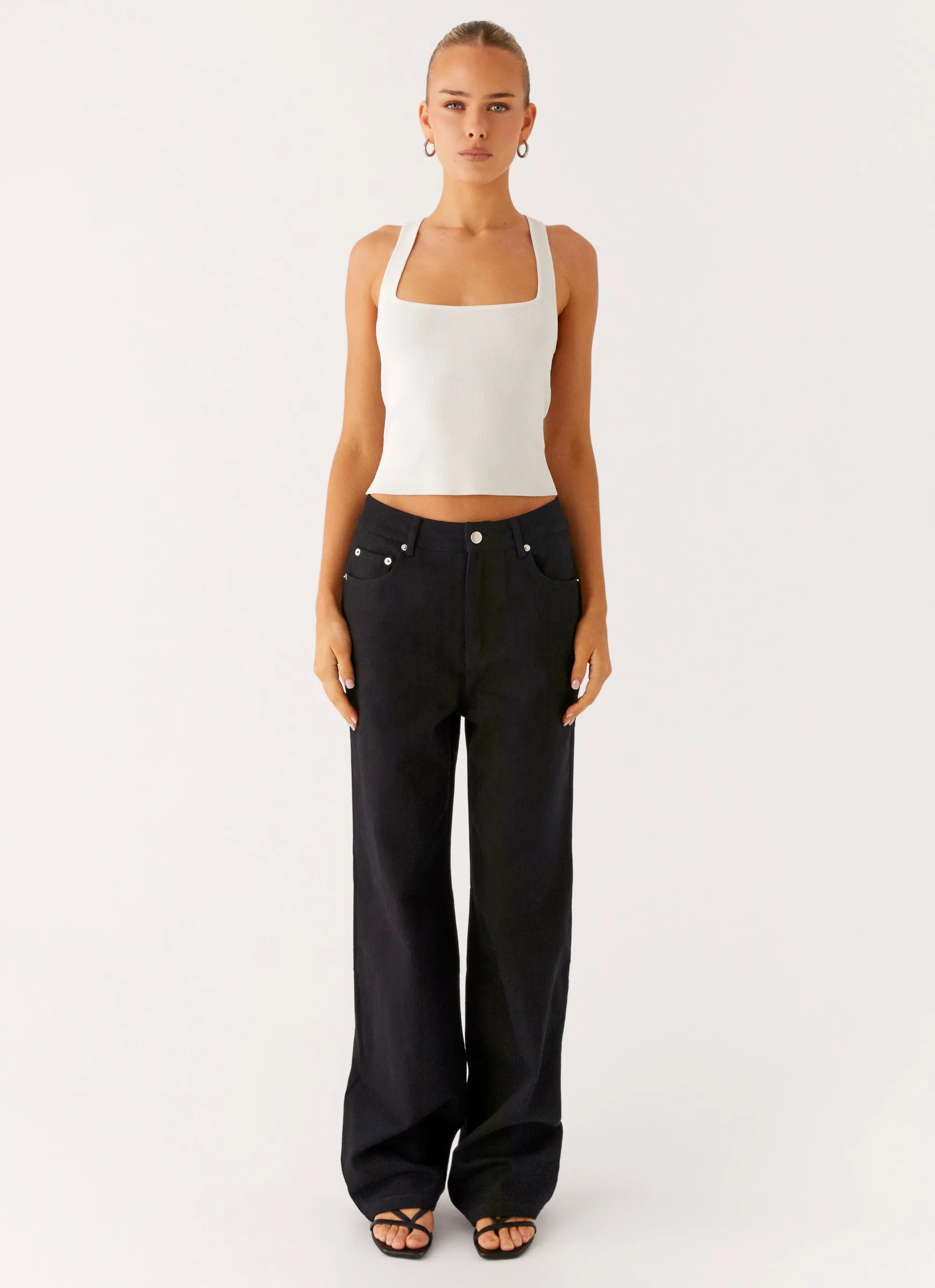 Back Again Straight Leg Denim Jeans - Black Clean Fit All Day Comfort