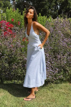 Mia Striped Halter Midi Dress Grace Glow Seamless-Look