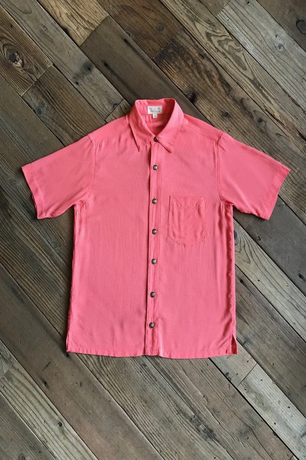 Unisex Button Up in Watermelon Ros?? Stretch Fabric