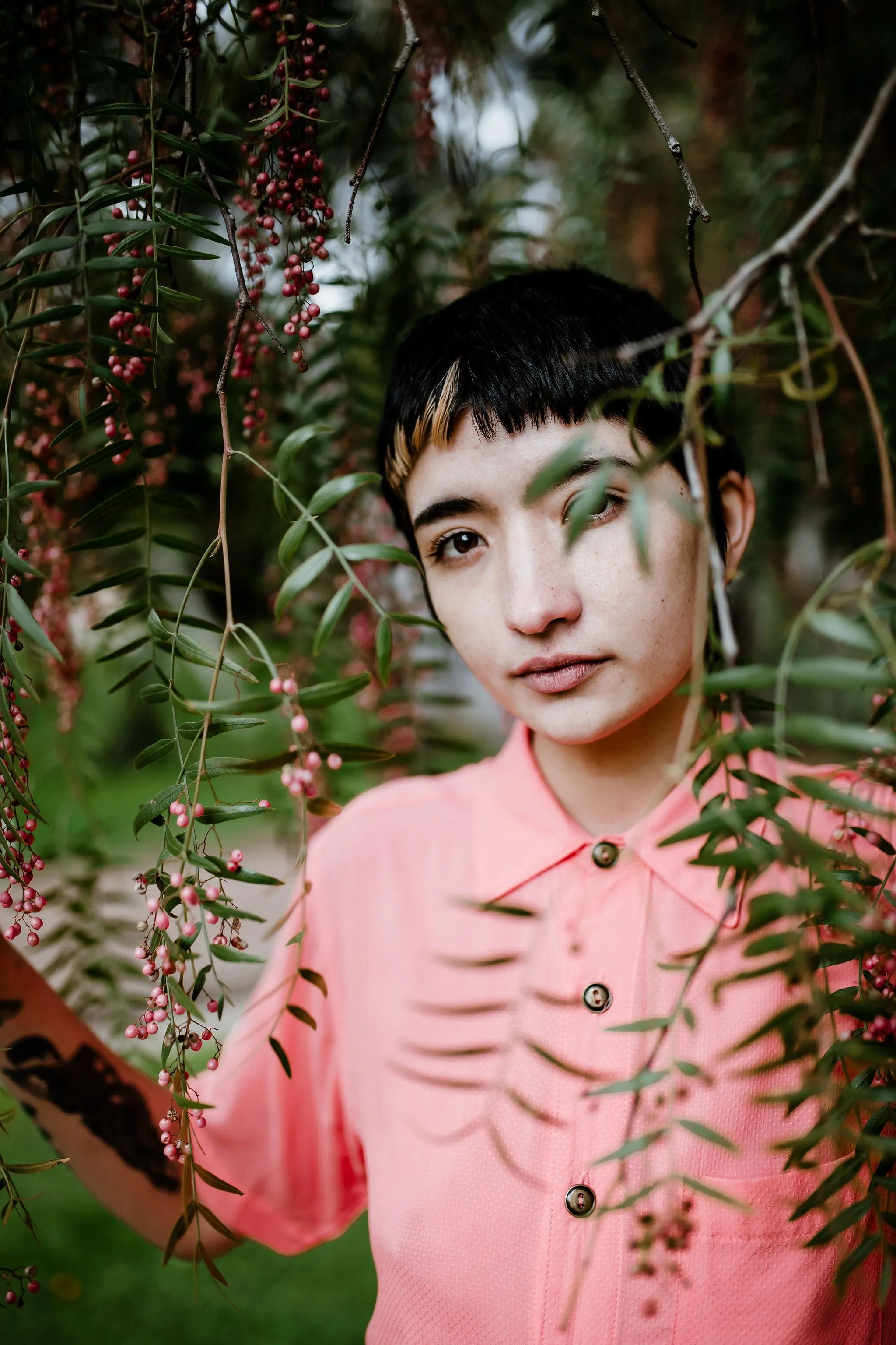 Garment Washed Finish NonIrritating Stitching Unisex Button Up in Watermelon Ros??