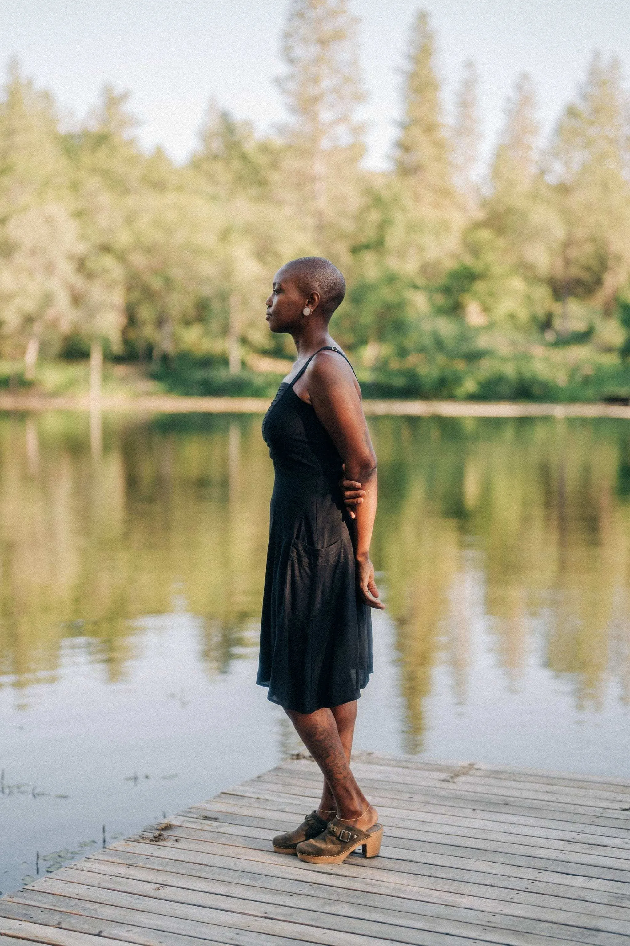 Uriah Dress in Black Challis Fashionable Fit