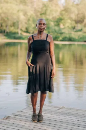 Uriah Dress in Black Challis Fashion-Forward Smart Look