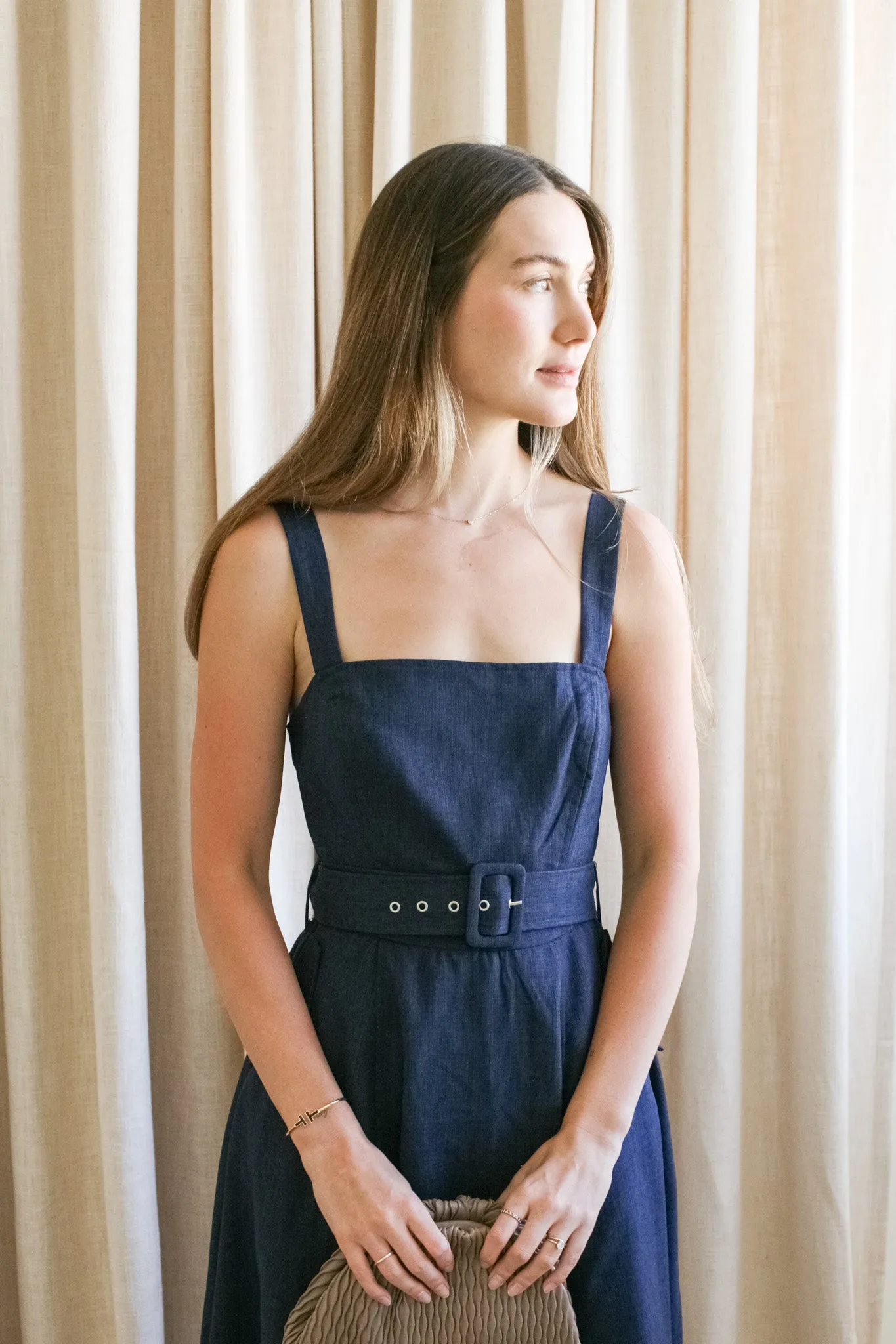 Floral-Pattern Bethany Belted Midi Dress