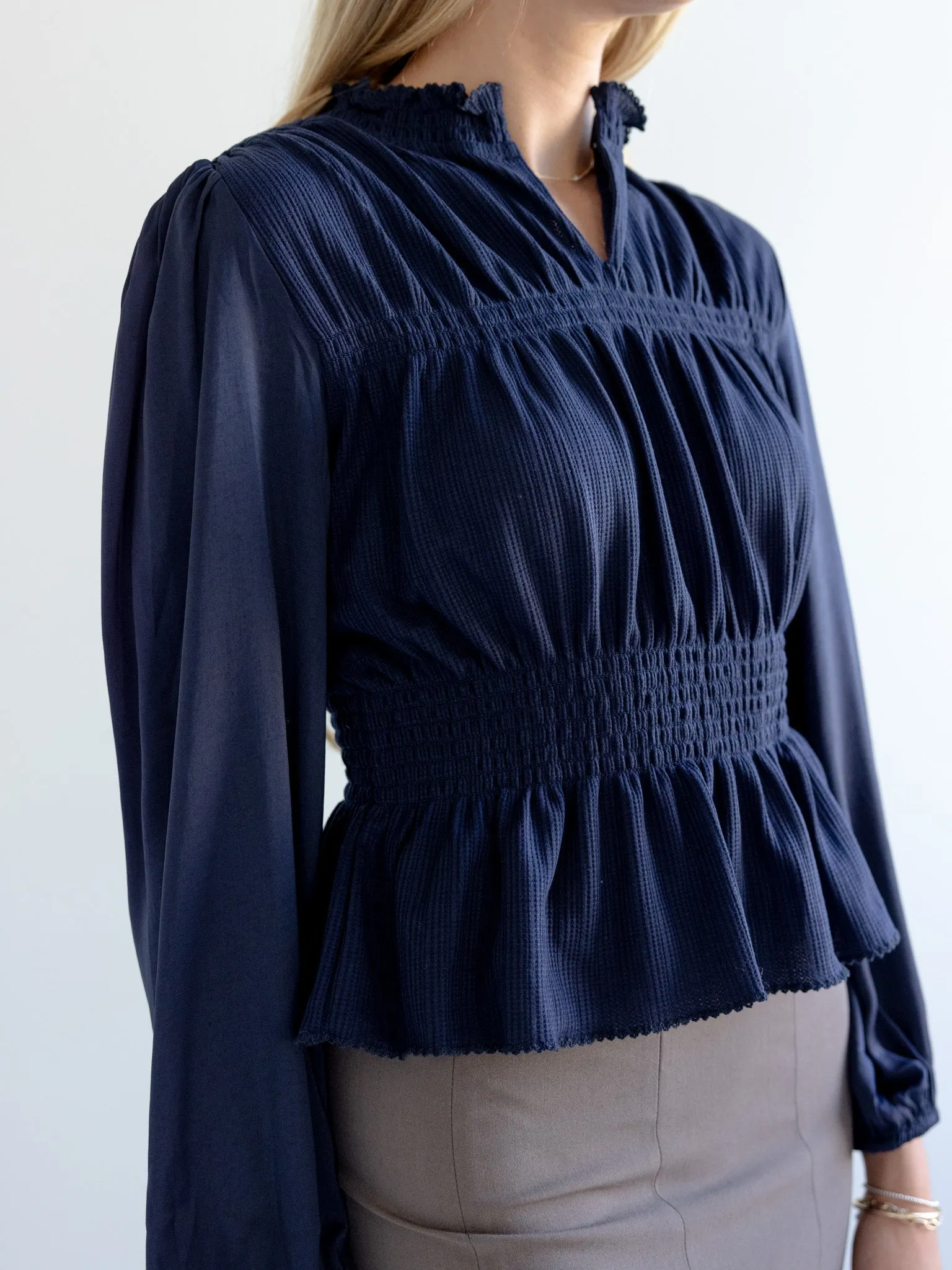 MeshLining SoftTouch Jacey Ruffle Knit Top