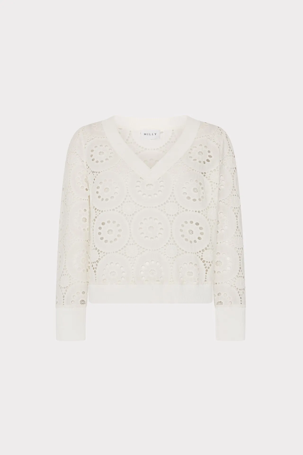 V-Neck Embroidery Knit Detail Top LayeredCollar Soft Wool