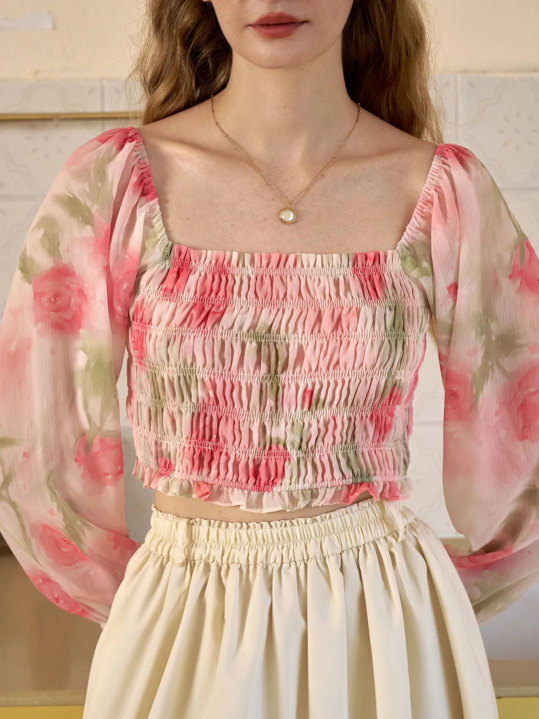 Vada Floral Print Off Shoulder Lantern Sleeve Blouse ErgonomicShape LowMaintenance