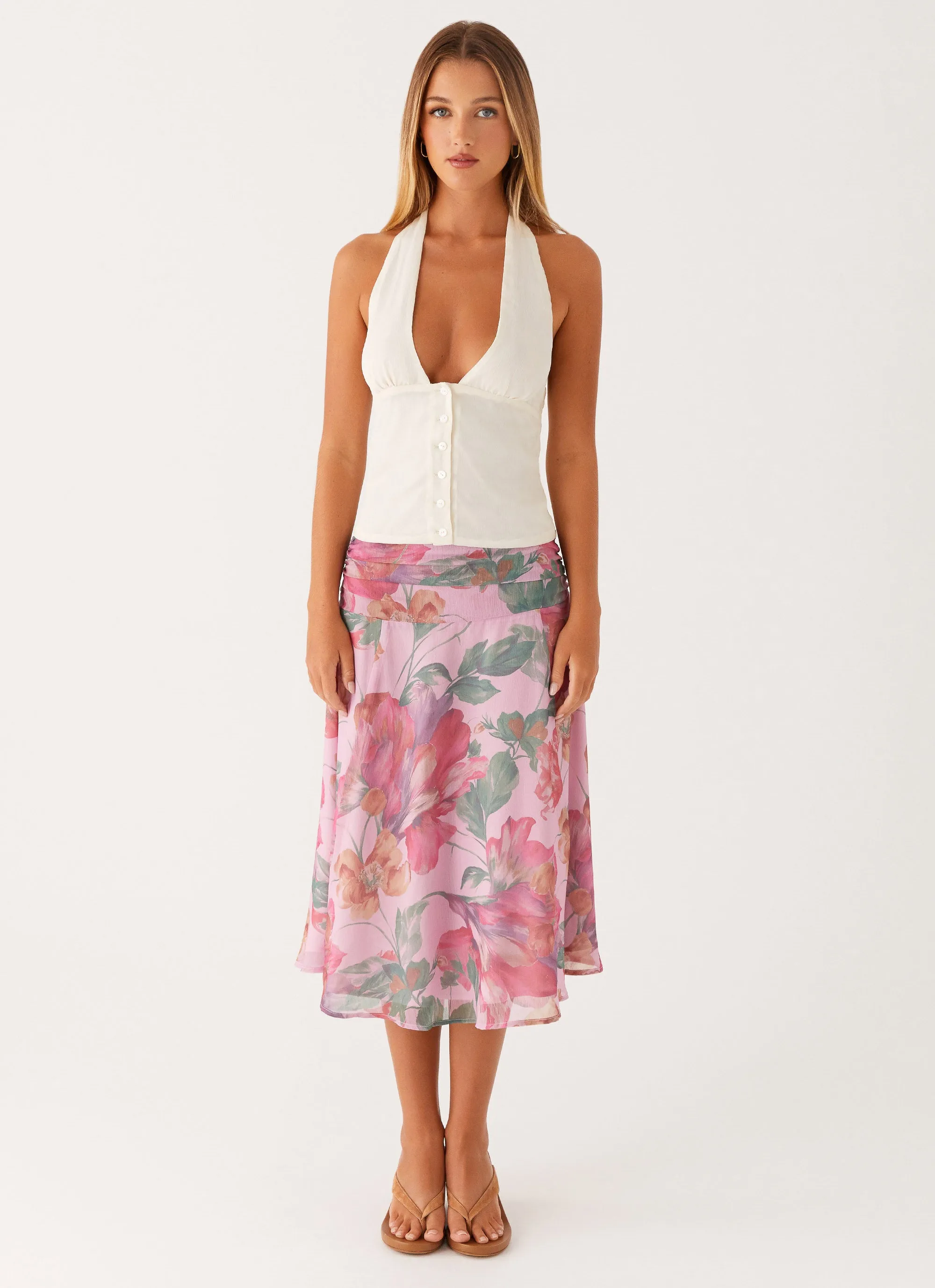 Outfit Focus Classic Fit Valley Midi Skirt - Pink Floral