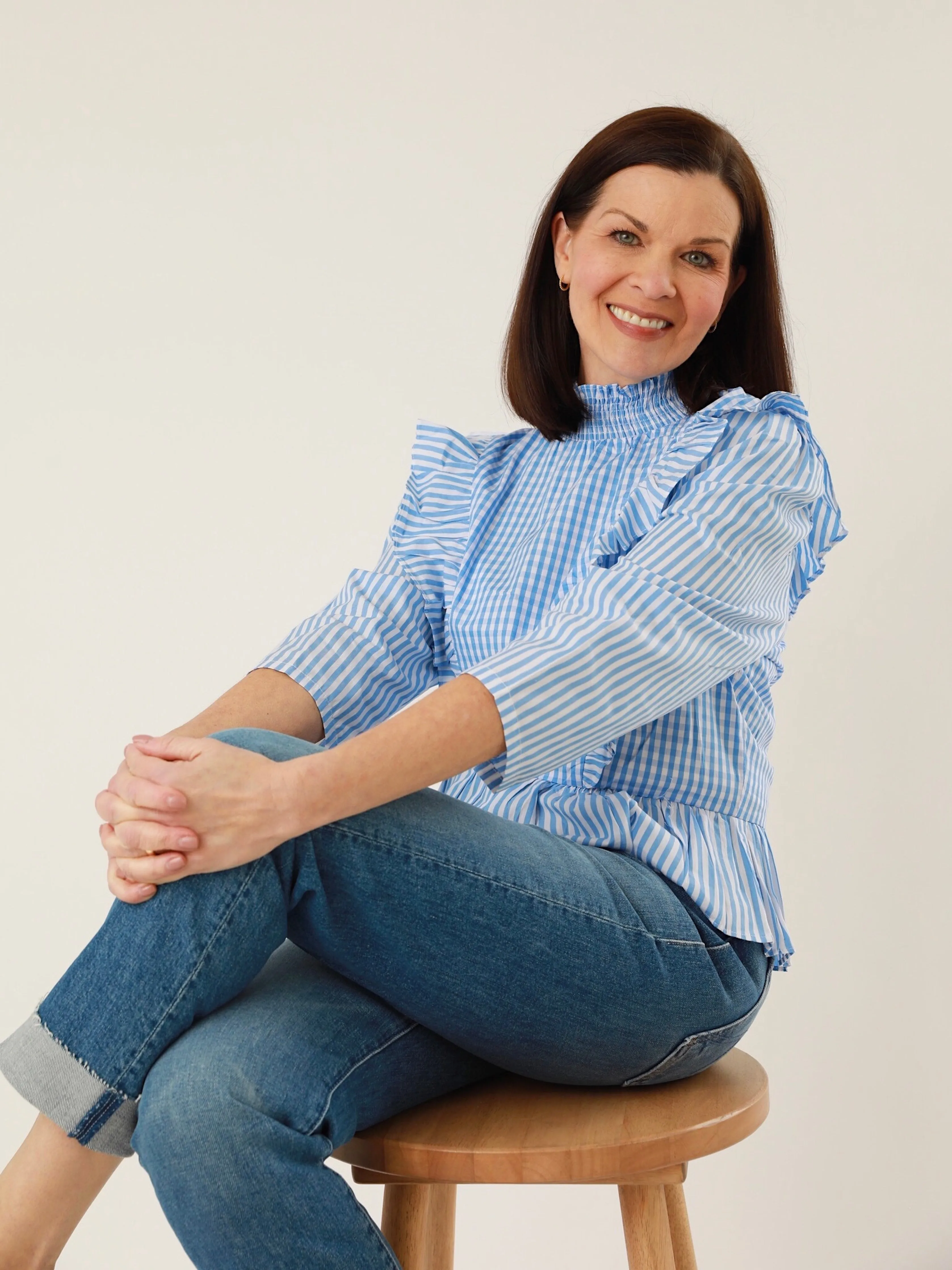 Vance Blue Peplum Everyday Look Breathable Underarm Gussets