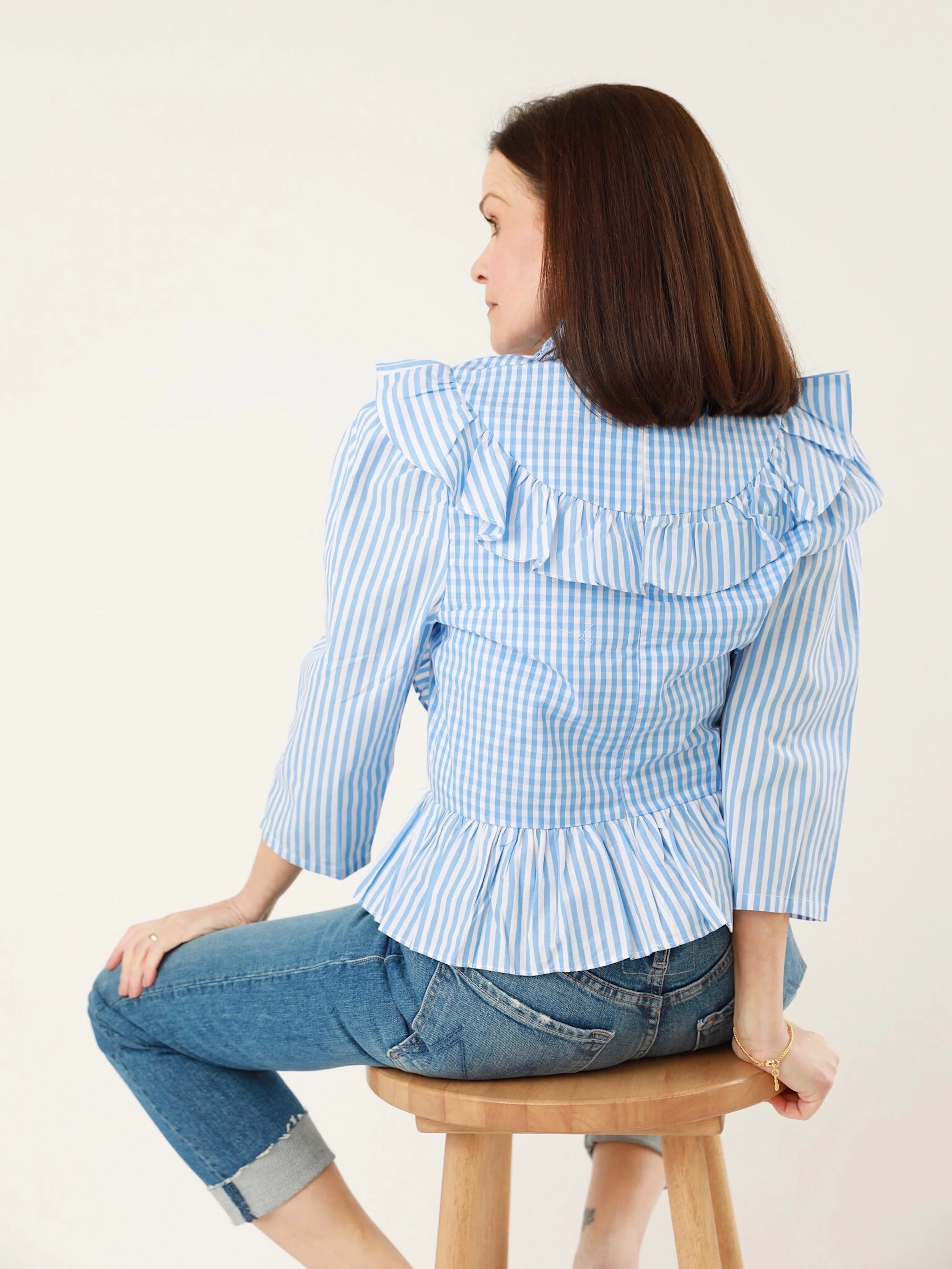 Vance Blue Peplum YarnDye Technique