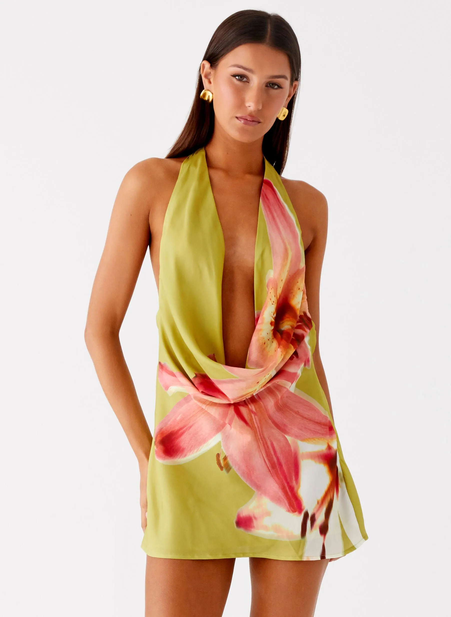 Varindra Cowl Mini Dress - Jungle Floral Adjustable Fastening