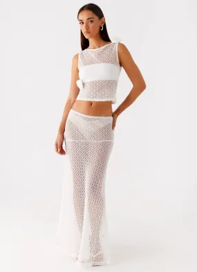Seamless Design Velli Crochet Maxi Skirt - White