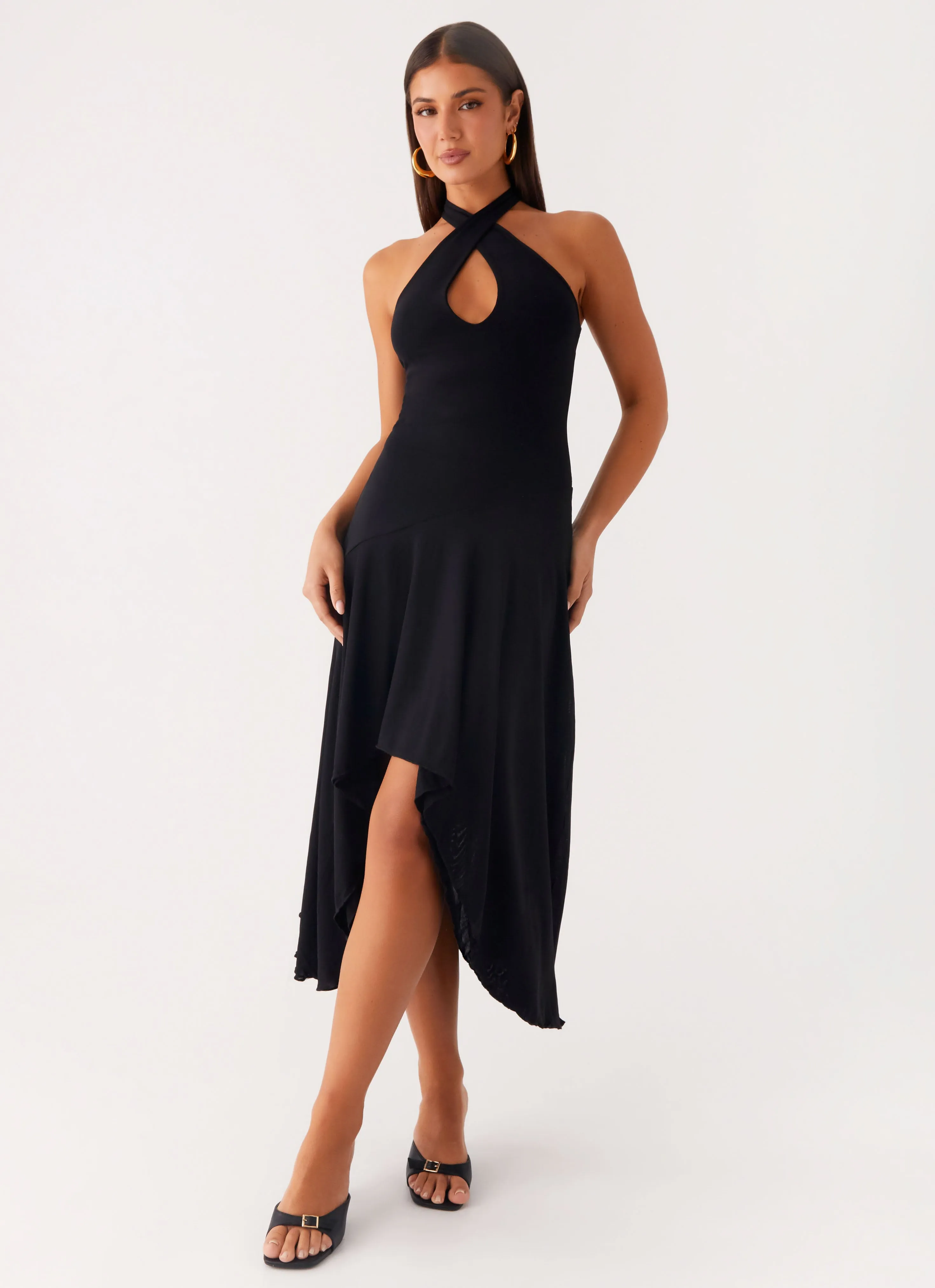 Velvet Sky Midi Dress - Black Effortless Look