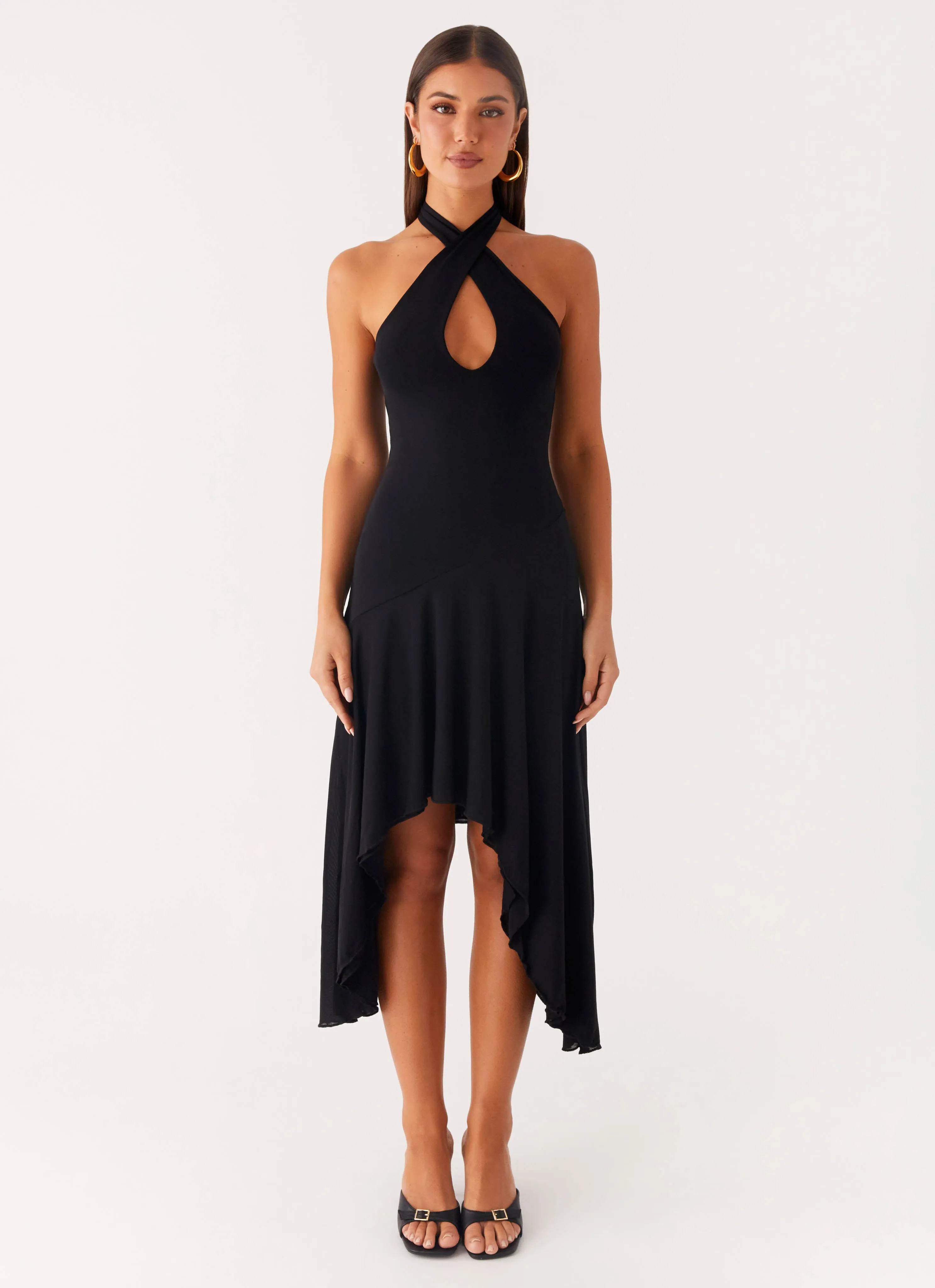 Velvet Sky Midi Dress - Black Festive Wear