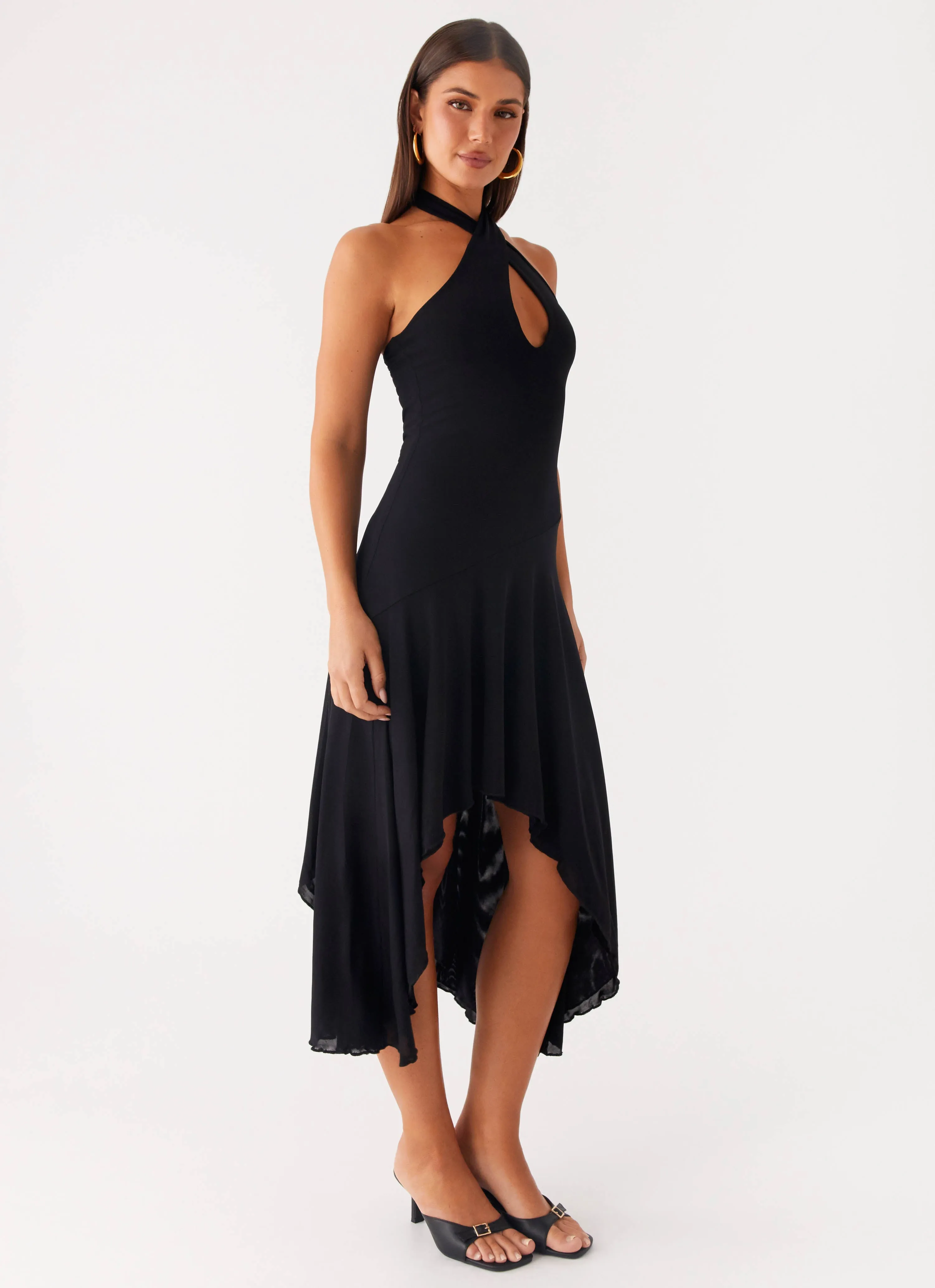 Velvet Sky Midi Dress - Black Refined Mood