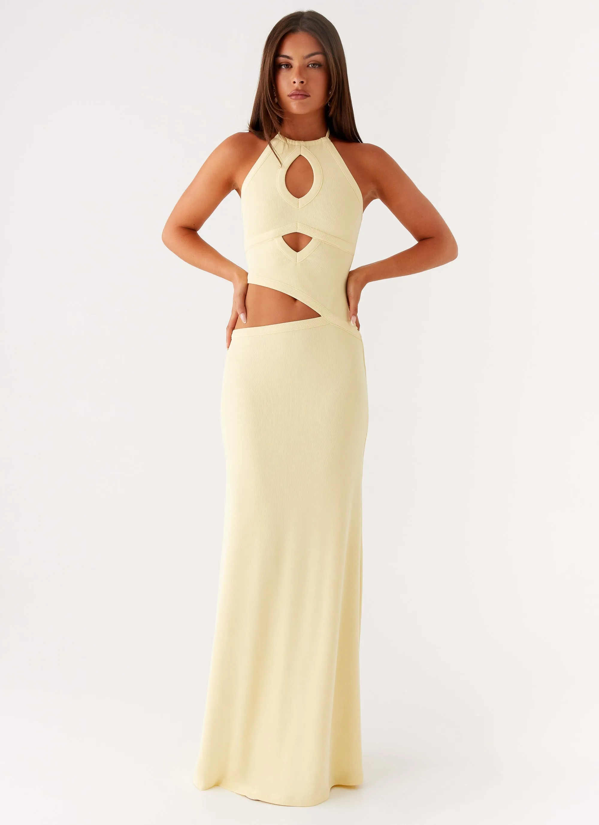 Hot Now Urban Touch Lanah Cut Out Maxi Dress - Yellow