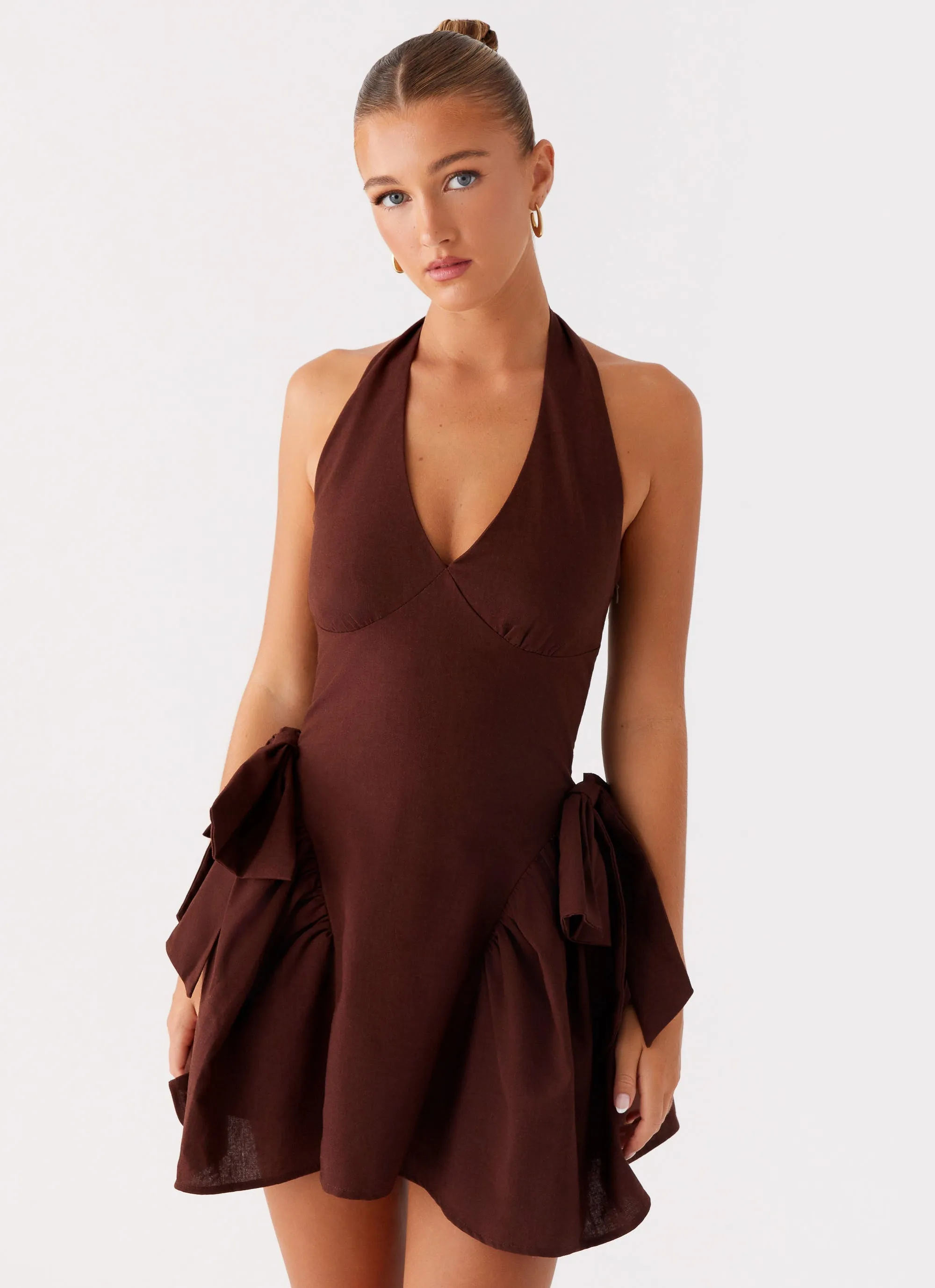 Business casual Formal Choice Avalo Mini Dress - Chocolate
