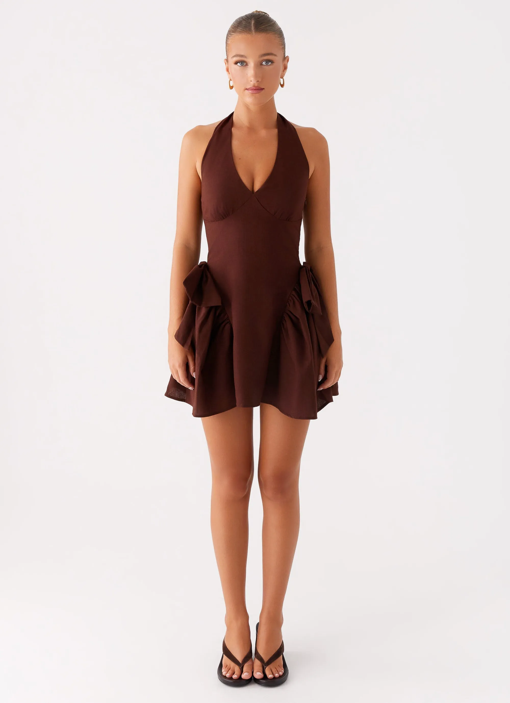 Easy Style Avalo Mini Dress - Chocolate