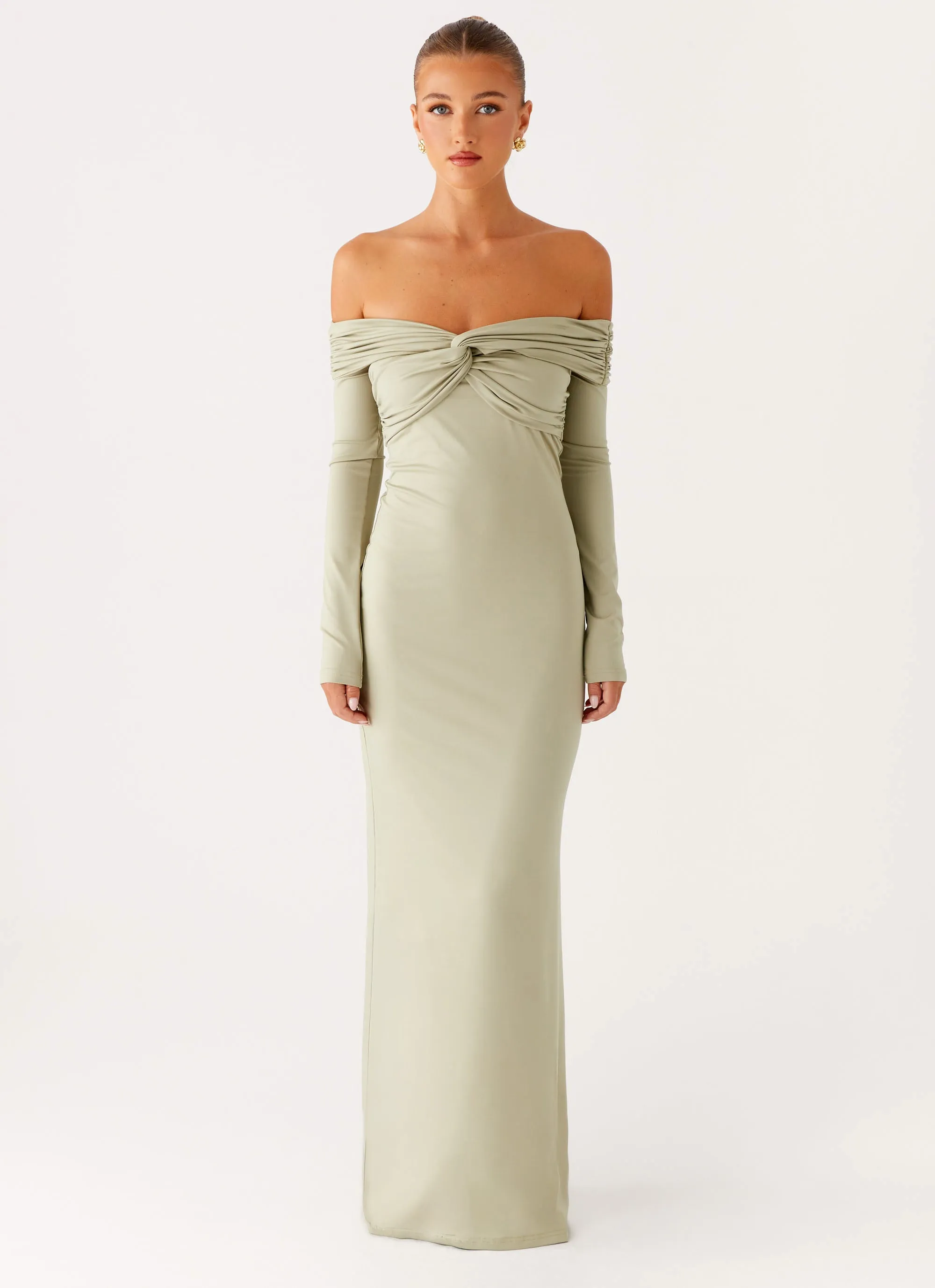 Marla Long Sleeve Maxi Dress - Sage Confident Mood