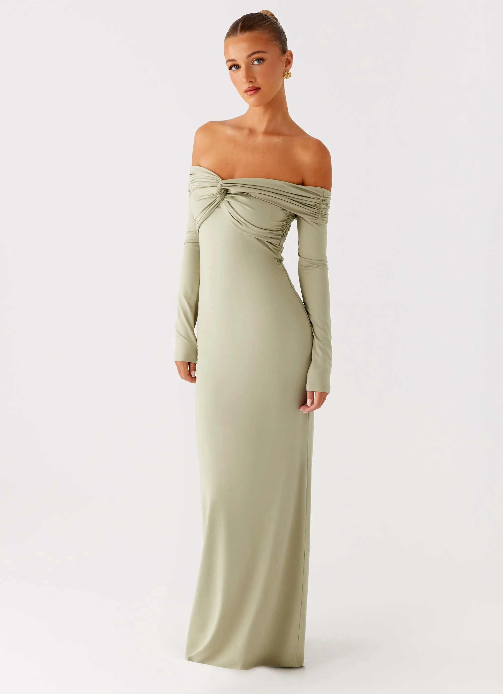 Marla Long Sleeve Maxi Dress - Sage Comfy and Relaxed Flattering Shape