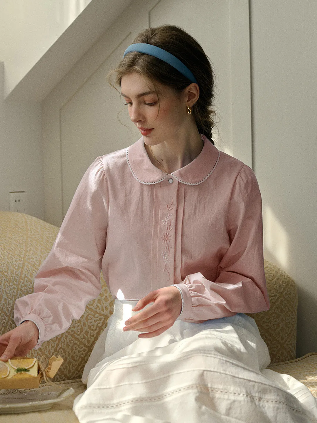 UV protection layer Layered Placket Design ??Final Sale??Cadence Doll Collar Eedwardian Style Blouse