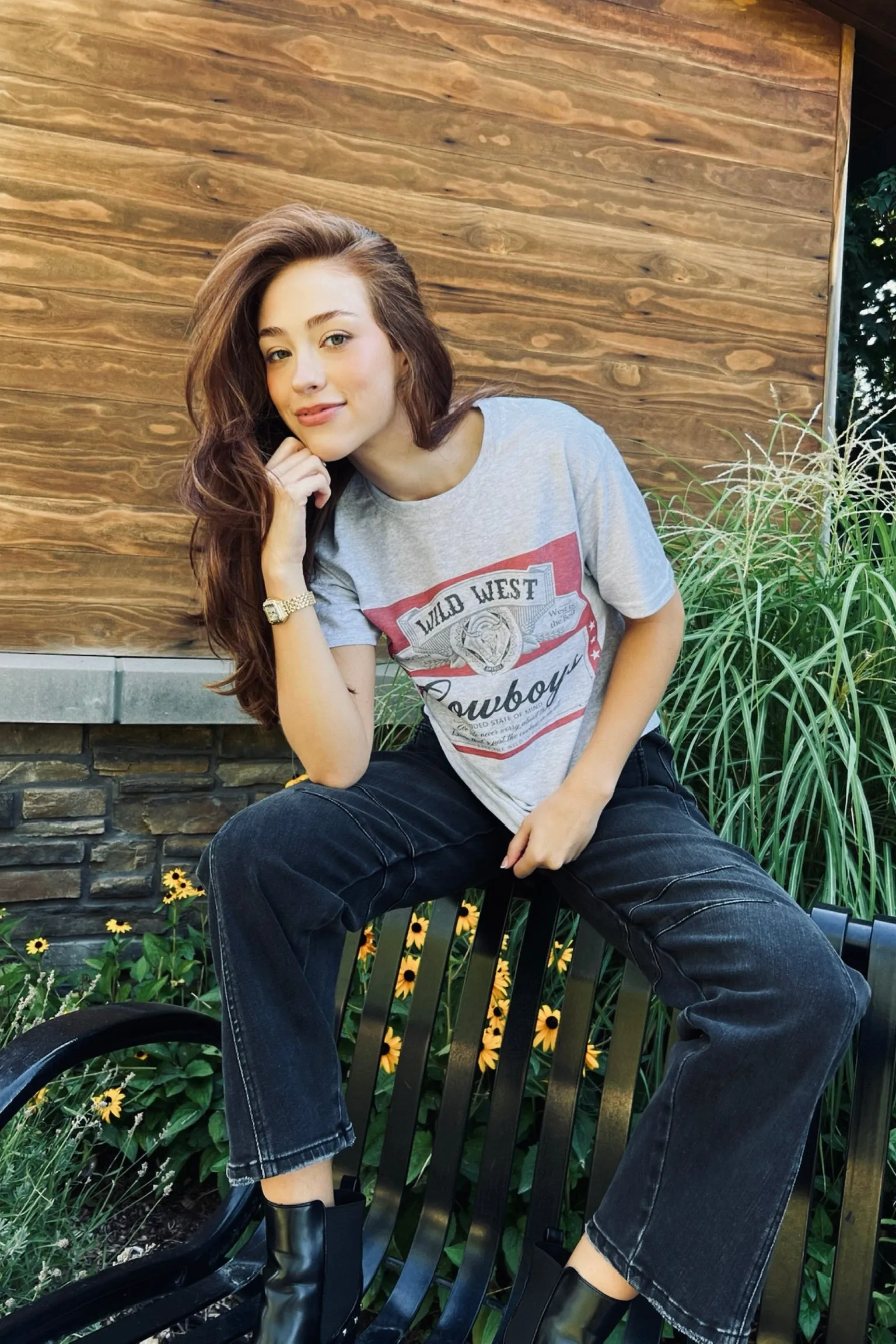 Wild West Cowboy Graphic Tee Tagless Neckline