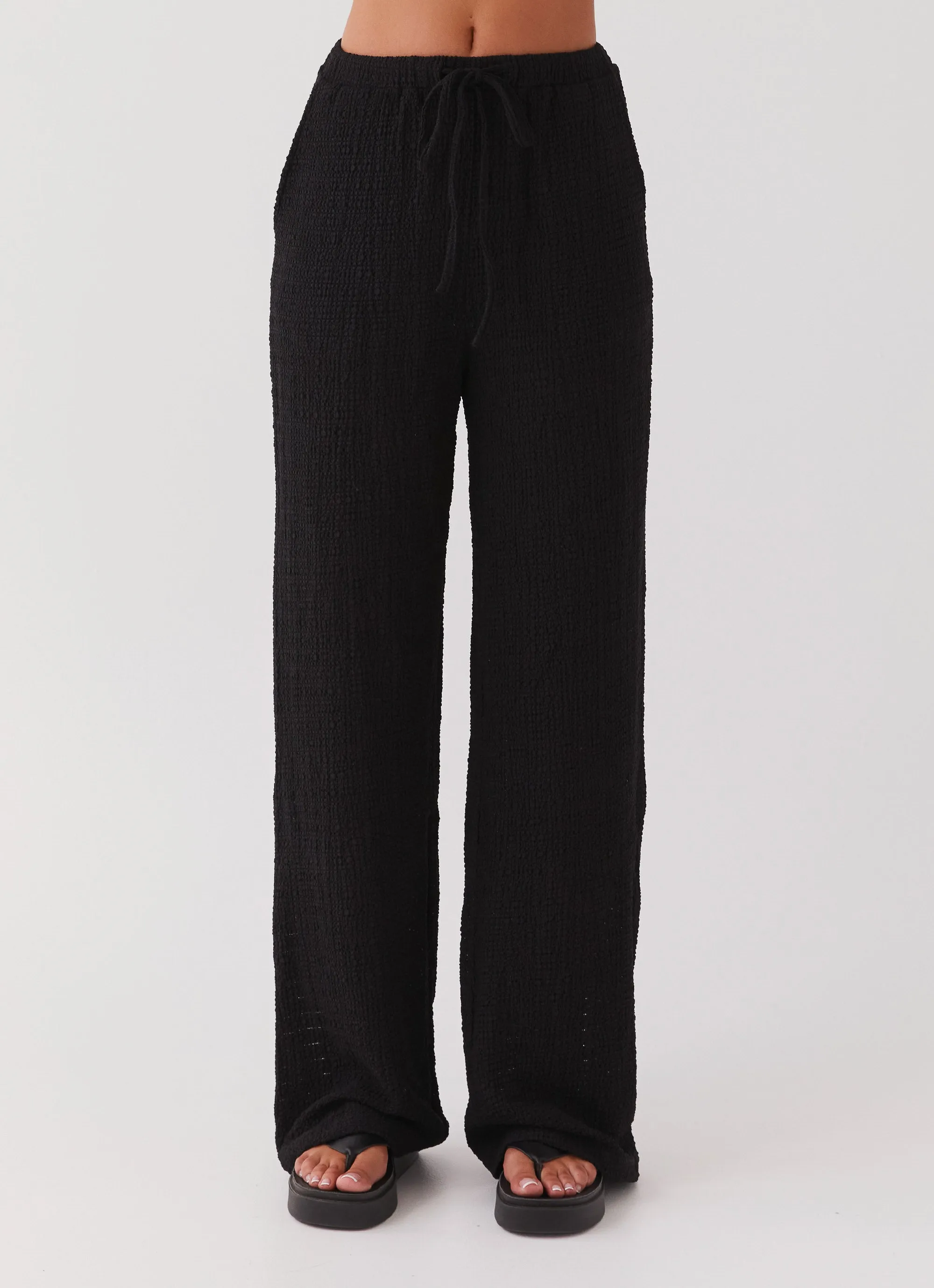 Breathable Lining TearResistantMaterial Jadey Waffle Pants - Black
