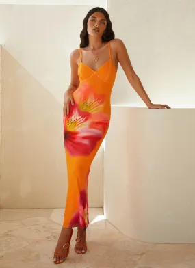 City Casual Anytime Fit Kasey Midi Dress - Orange Tropical