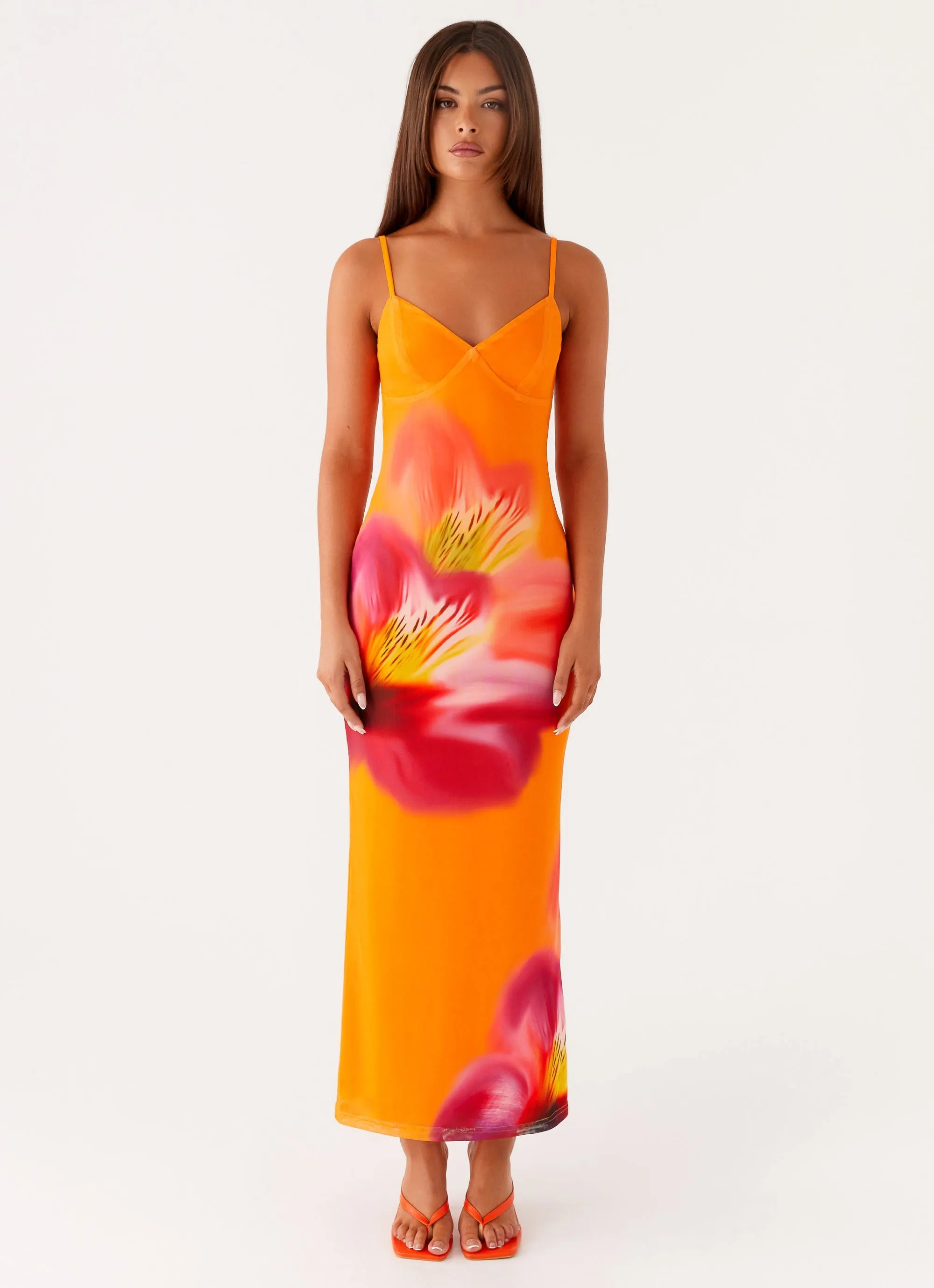 Kasey Midi Dress - Orange Tropical Refined Style