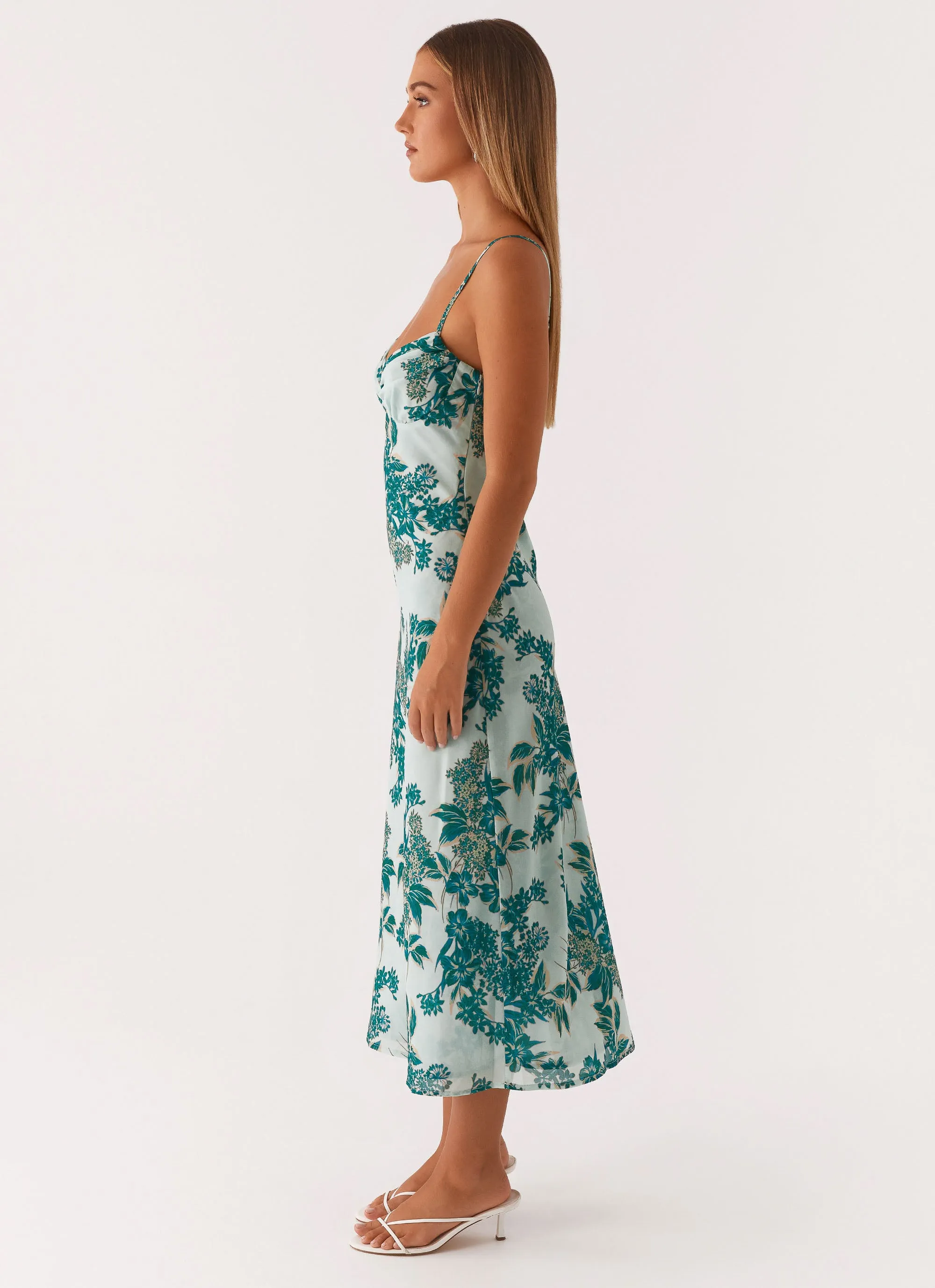 Love Song Midi Dress - Cloud Nine Floral Contrast-Piping