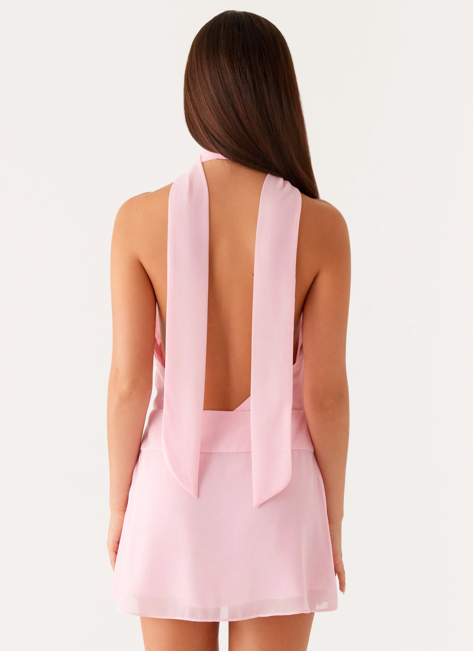 Vibe Ready Chantal Backless Scarf Mini Dress - Pink