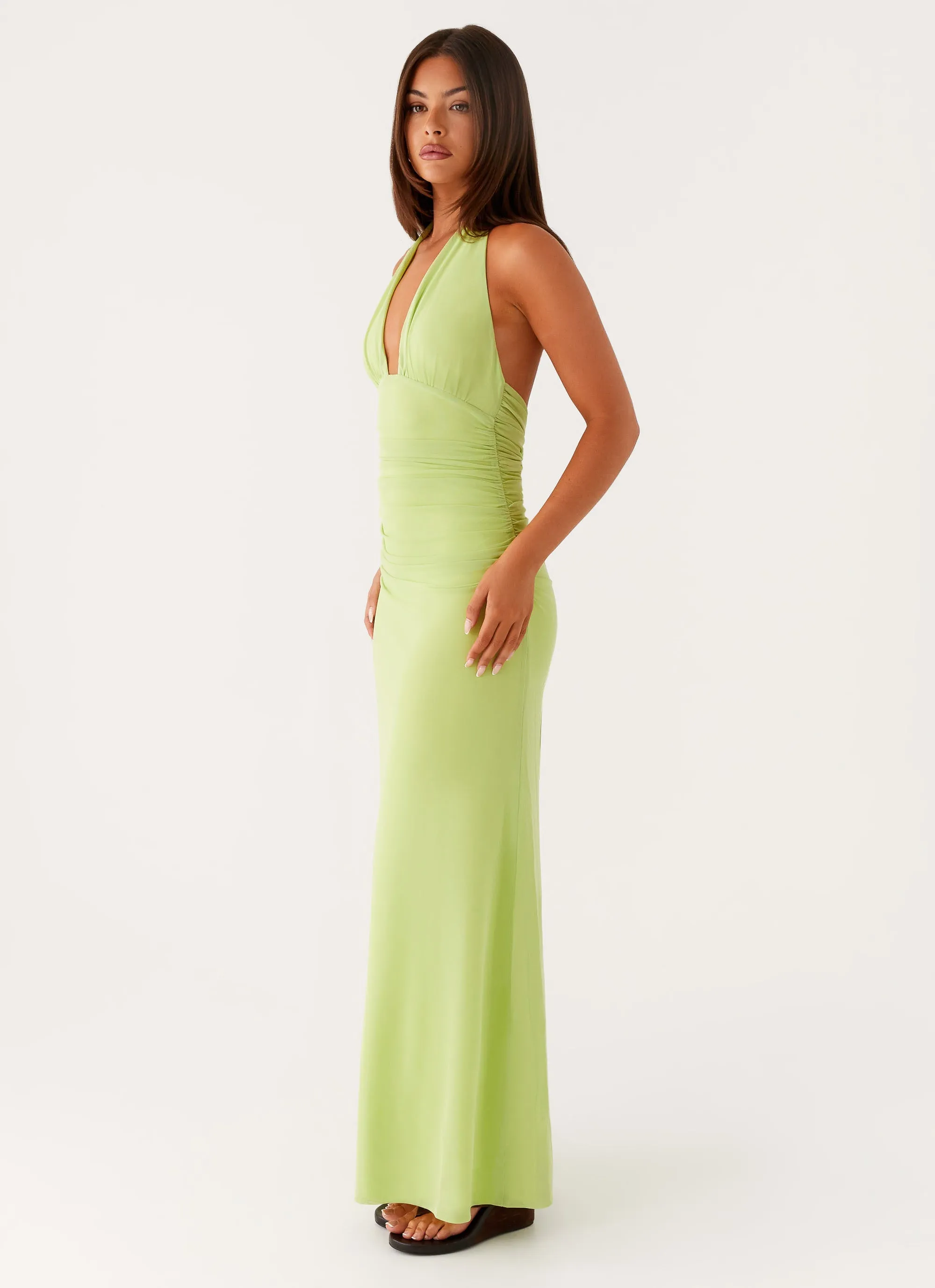 Kerrie Maxi Dress - Lime Simplistic Mood Dreamy Texture